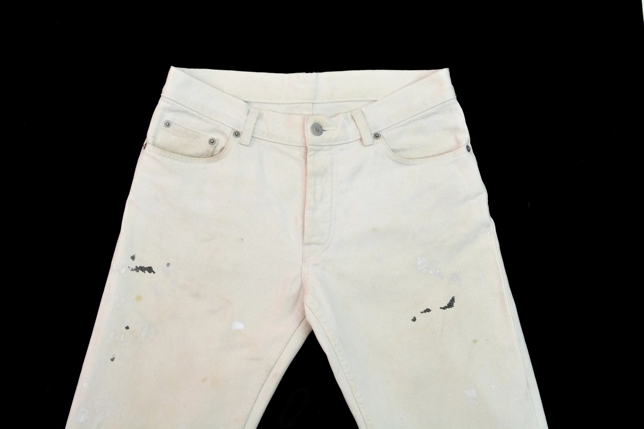 1997 White Vintage Stained Denim Painter Jeans