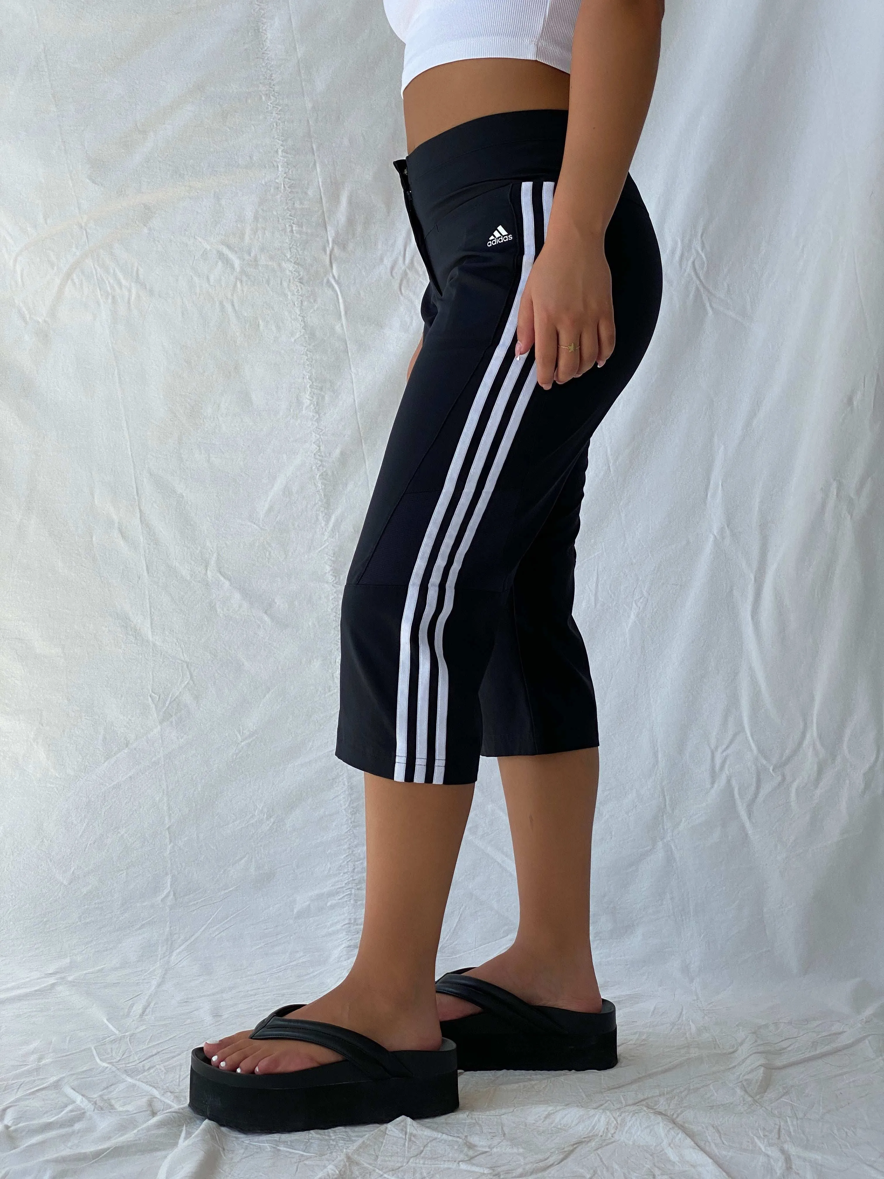 2005 Adidas Black and White Clima Cool Sporty Capri Pants - M