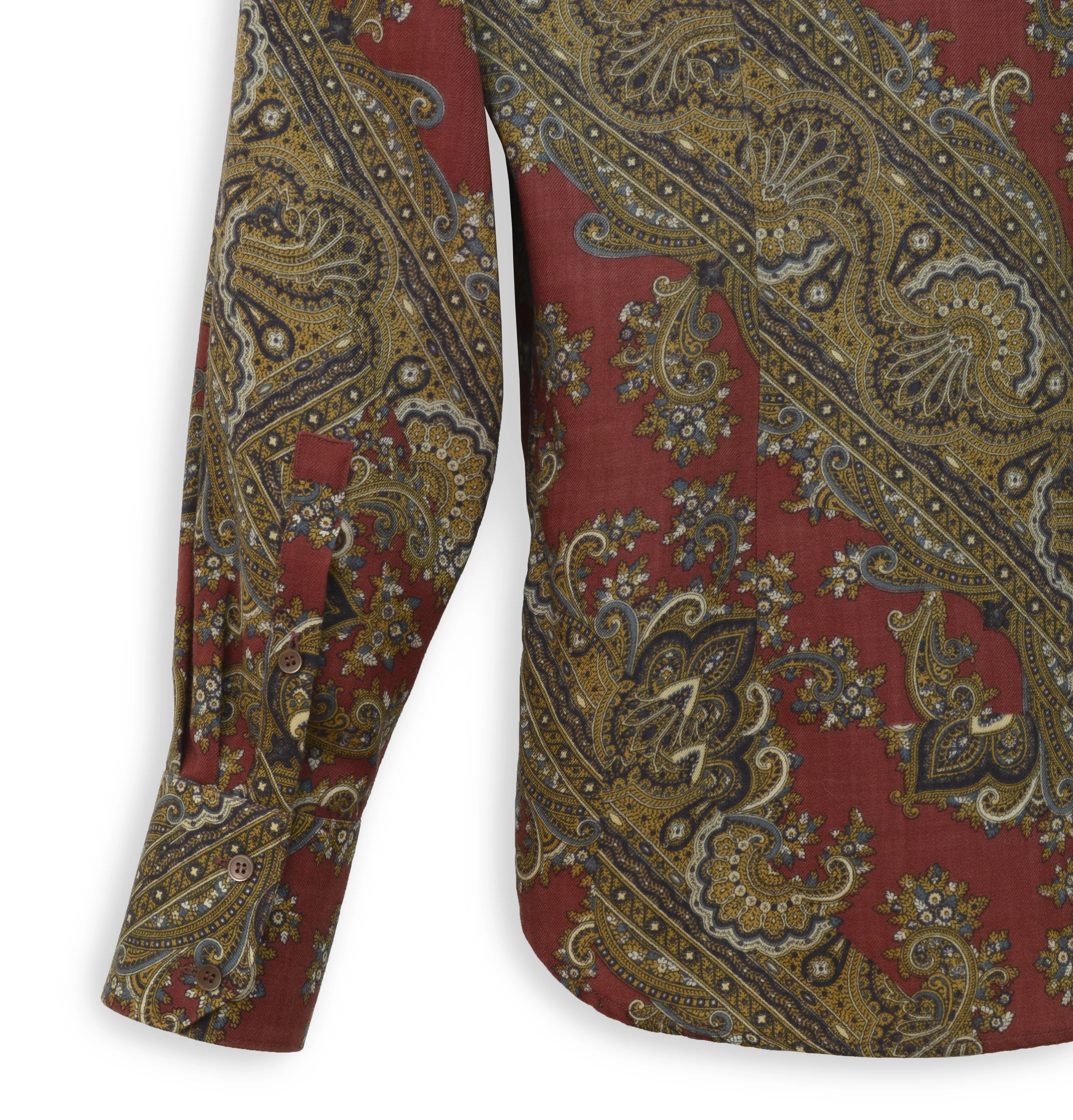 2005 Fitted Shirt in Virgin Wool Twill with Diagonal Paisley Print