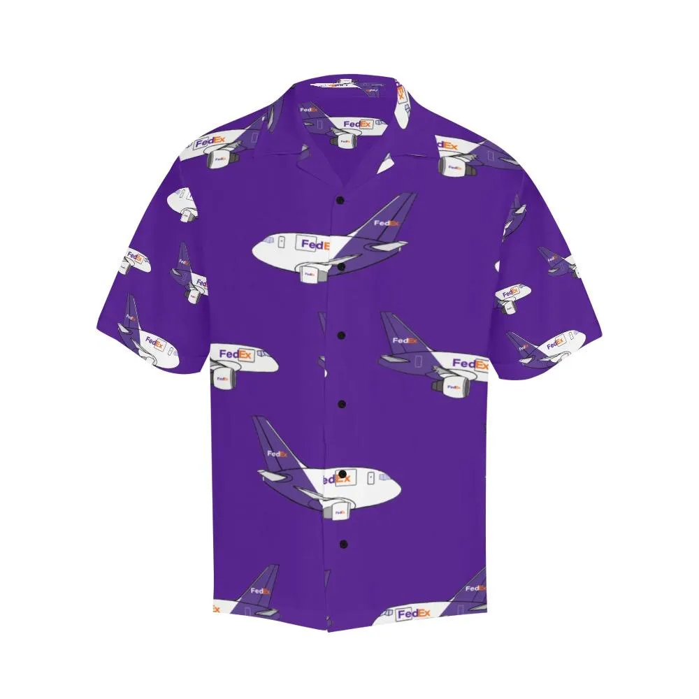 757 767 FEDEX PURPLE HAWAIIAN SHIRT