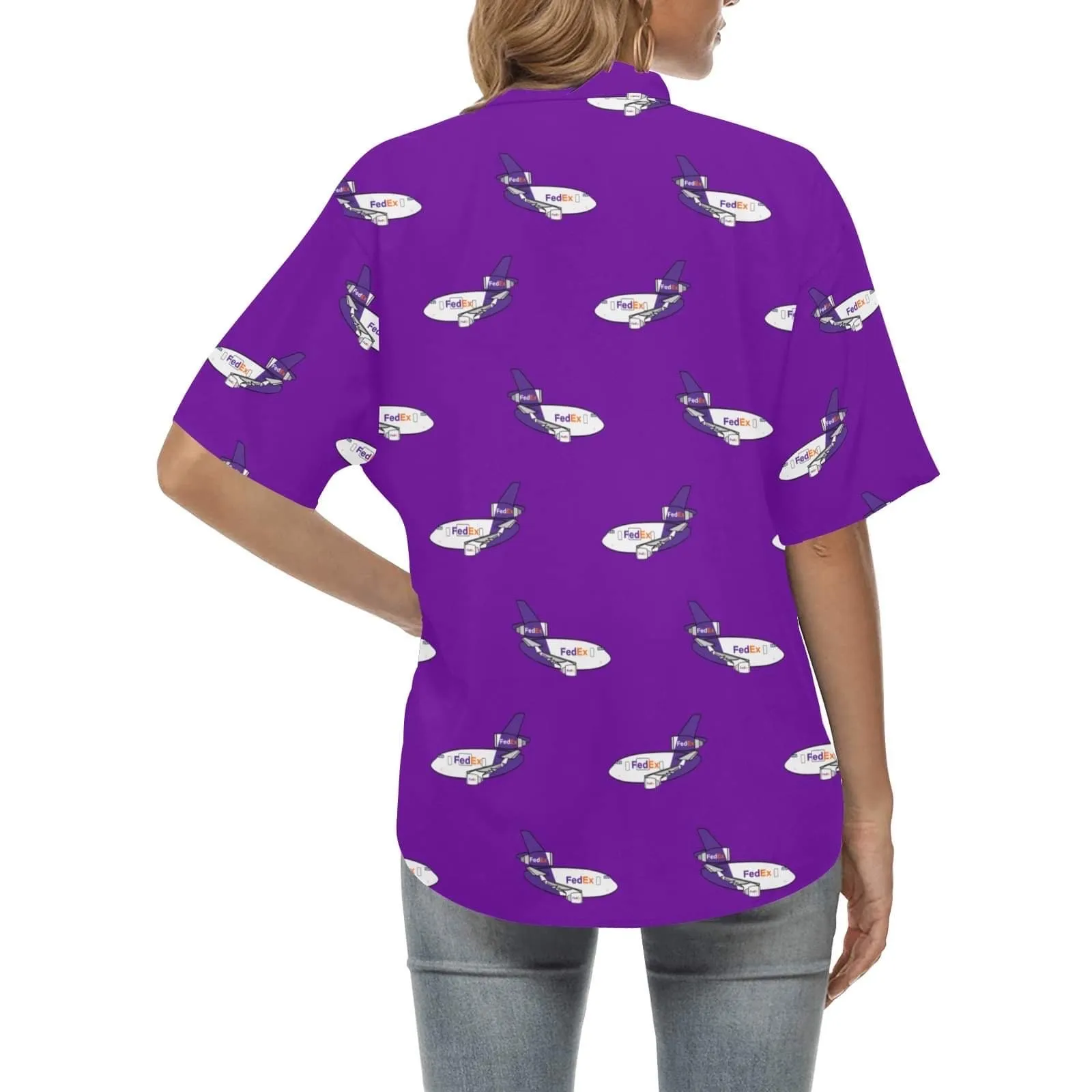 757 767 WOMENS HAWAIIAN SHIRT PURPLE