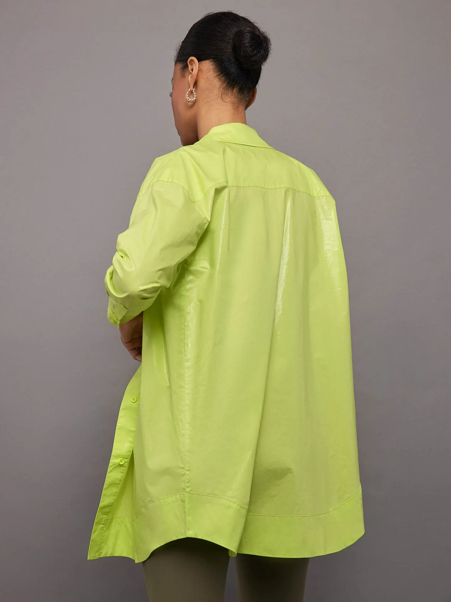 Addy Shirt Dress - LIME