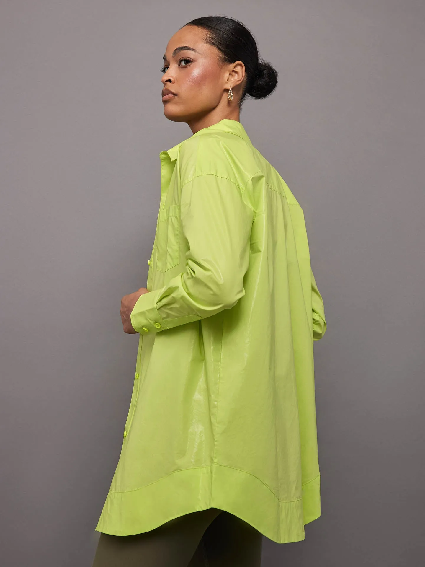 Addy Shirt Dress - LIME