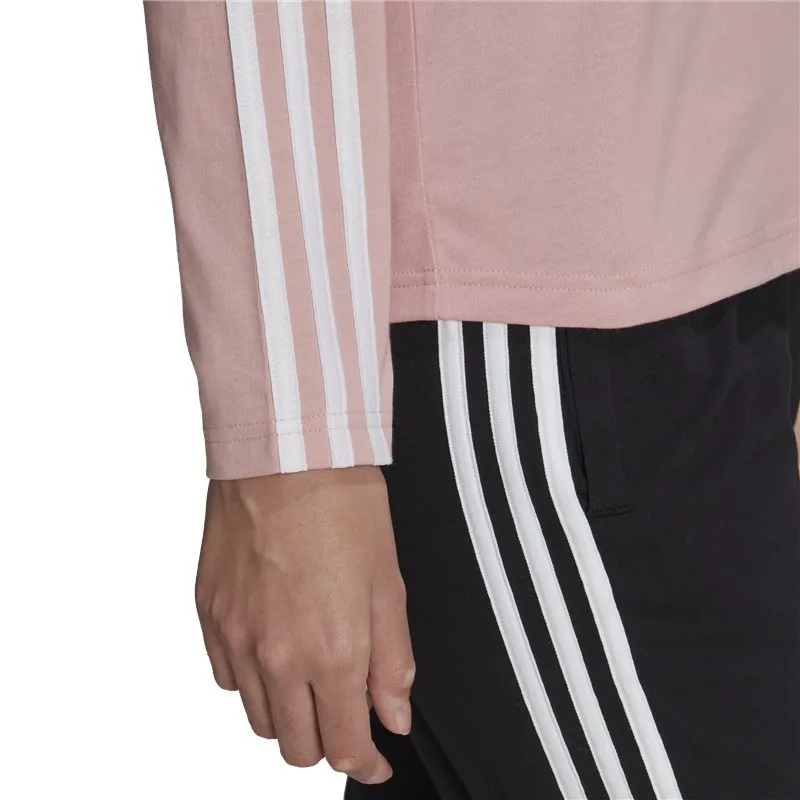 adidas Essentials 3 Stripe Long Sleeve Tee - Womens - Wonder Mauve/White