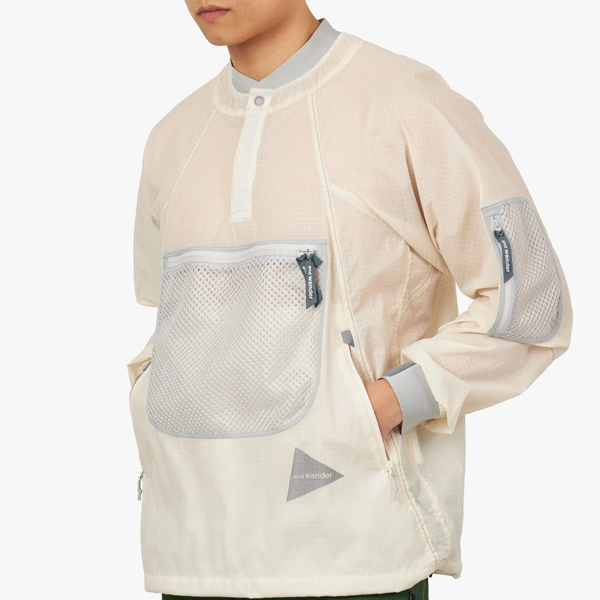 and wander Breath Rip Pullover Jacket / Off White