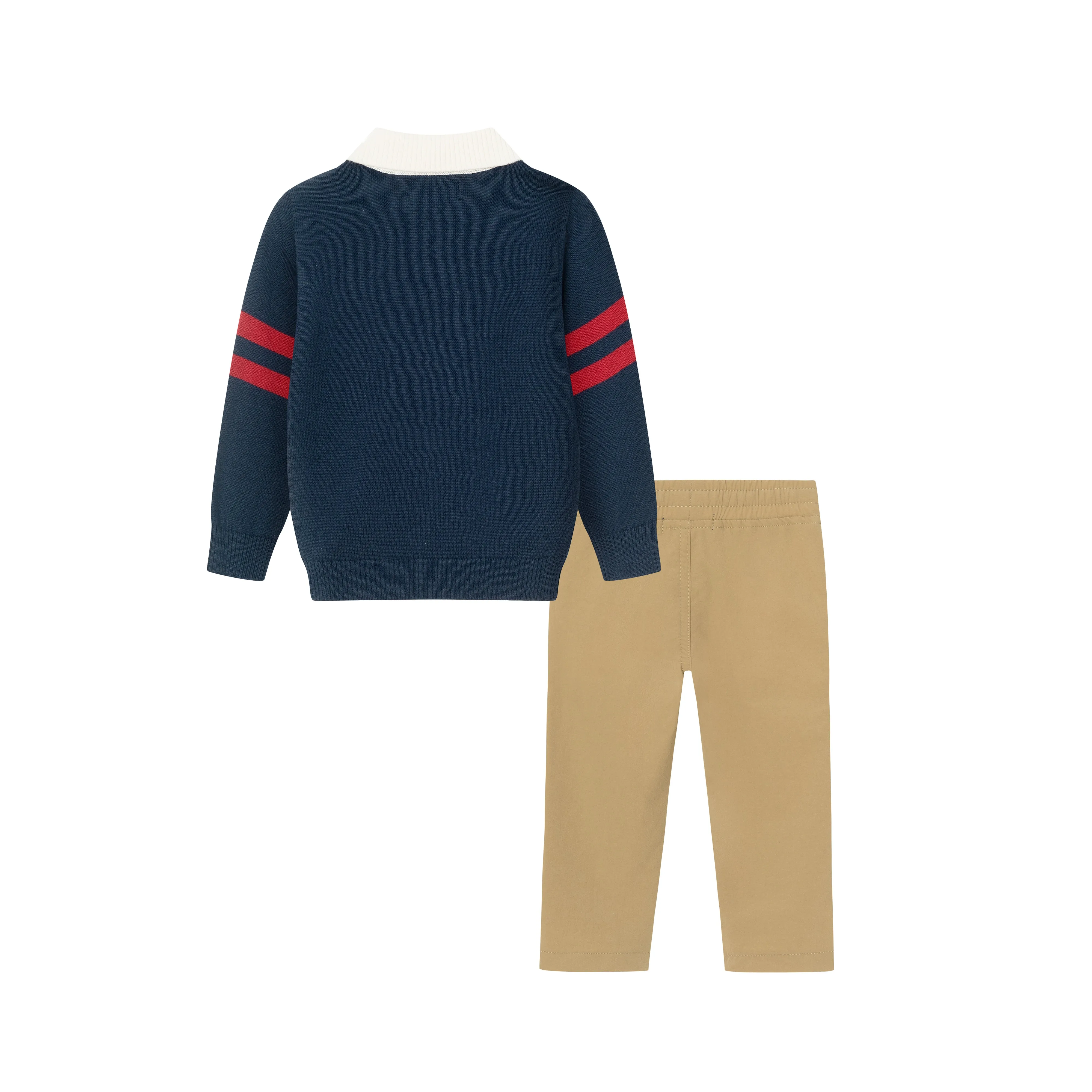 Andy & Evan Navy Collared Sweater with Cognac Hybrid Pant