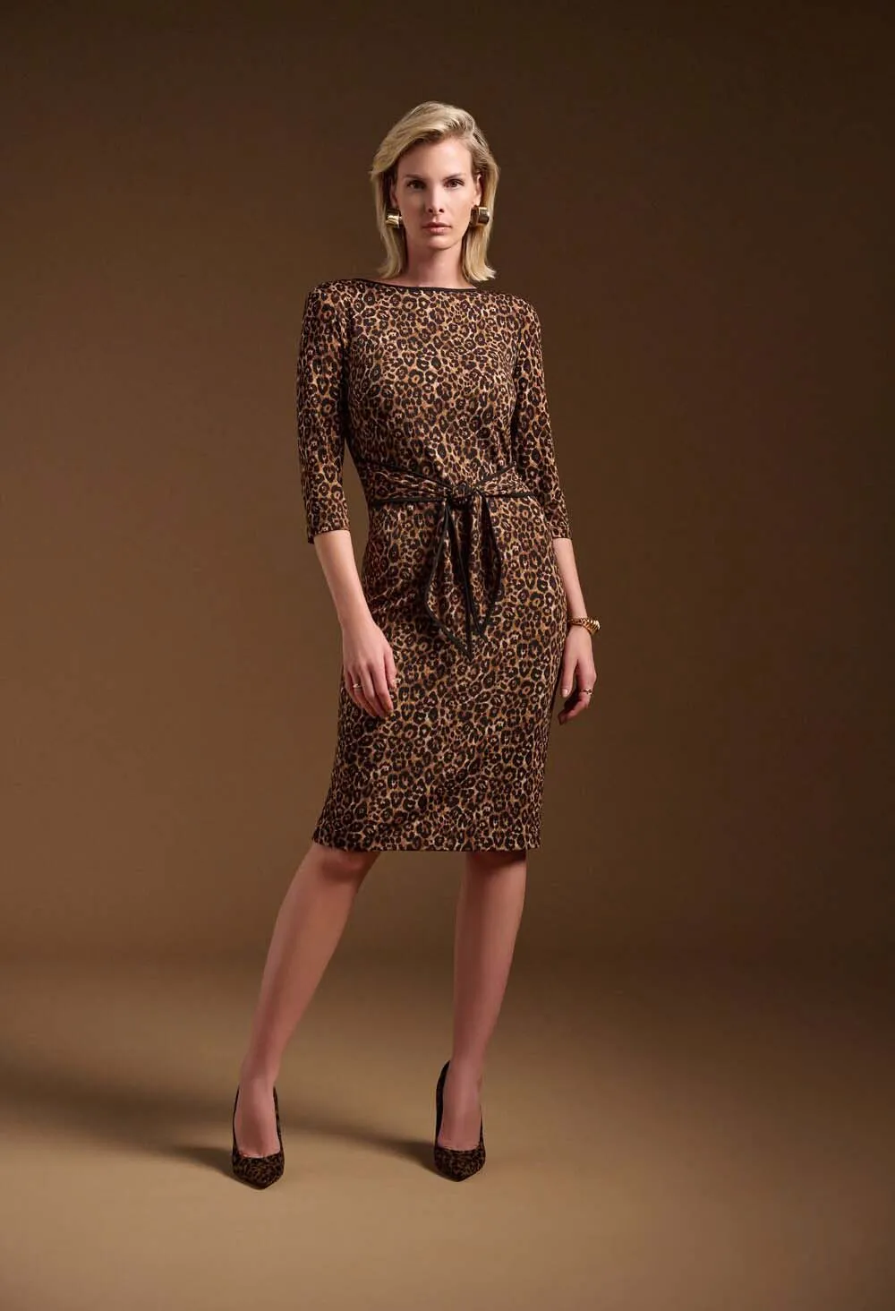 Animal Print Midi Dress With Belt