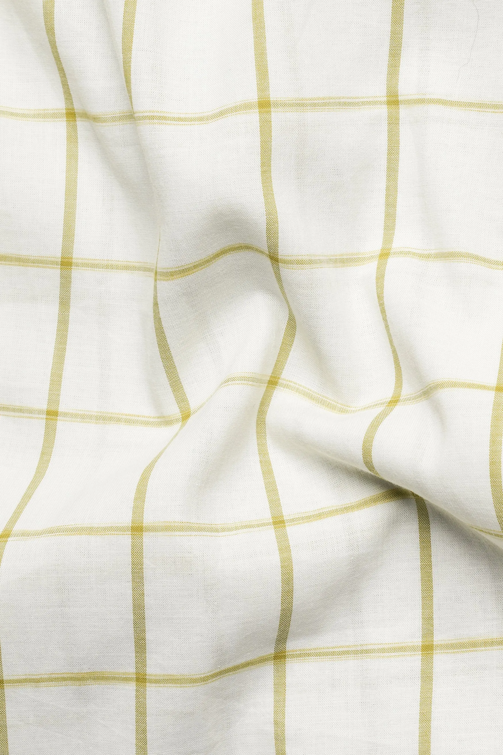 Astra Cream and Husk Yellow Windowpane Premium Cotton Shirt