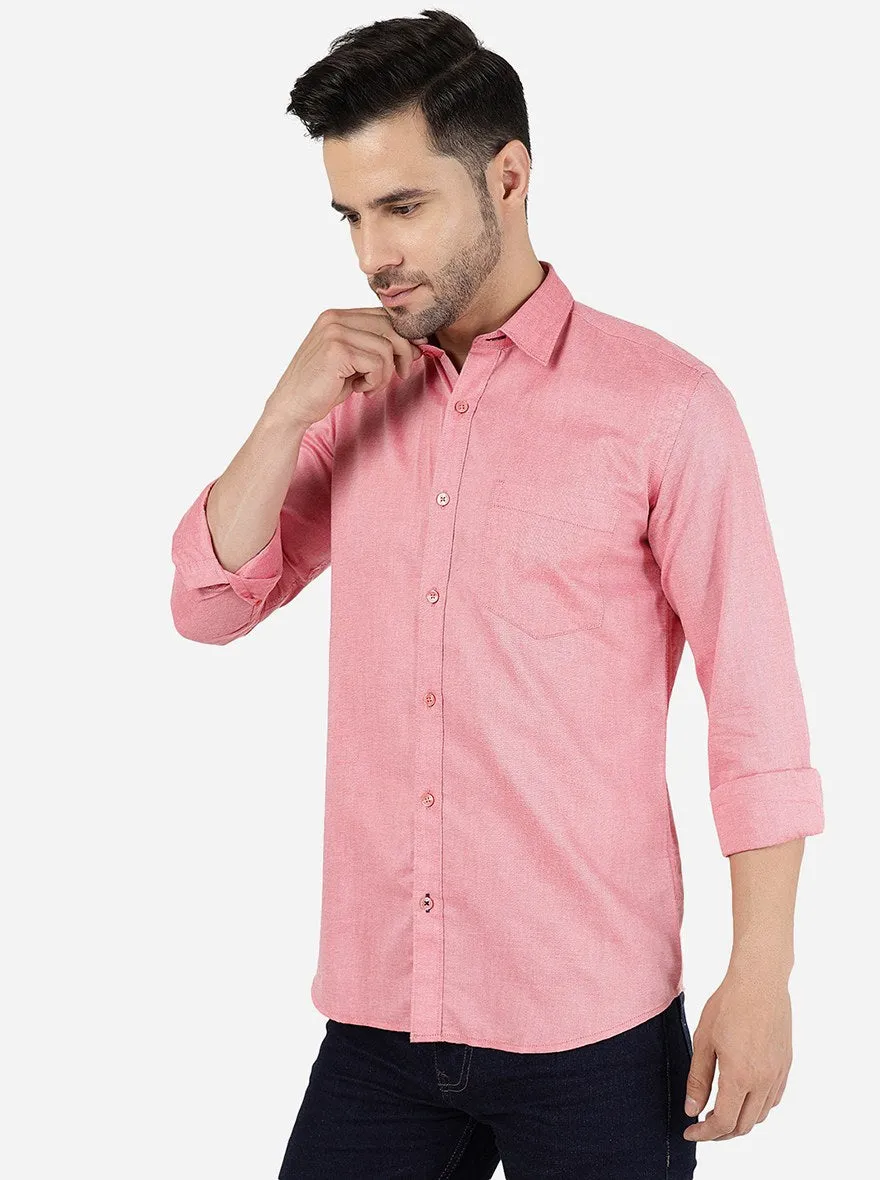 Aurora Red Solid Smart Fit Semi Casual Shirt | Greenfibre