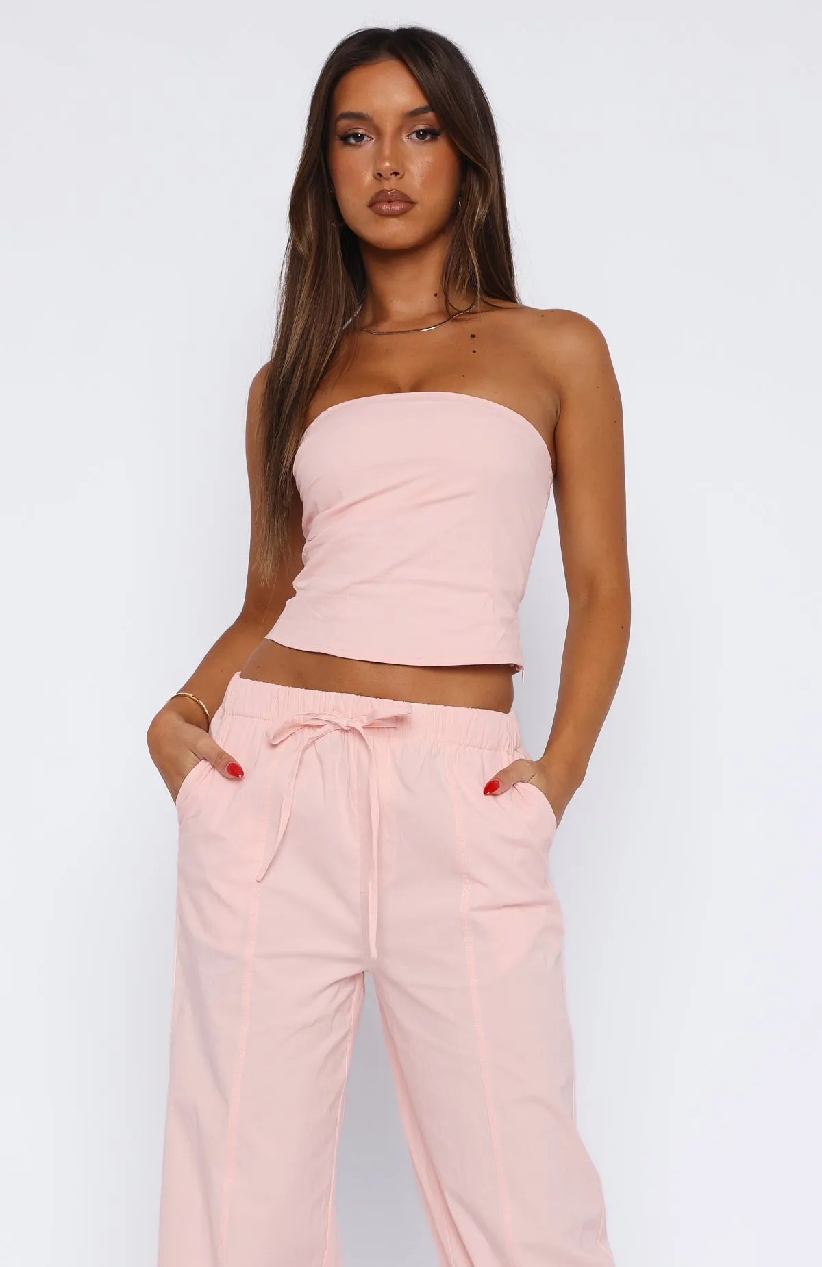 Believe In You Strapless Top Baby Pink