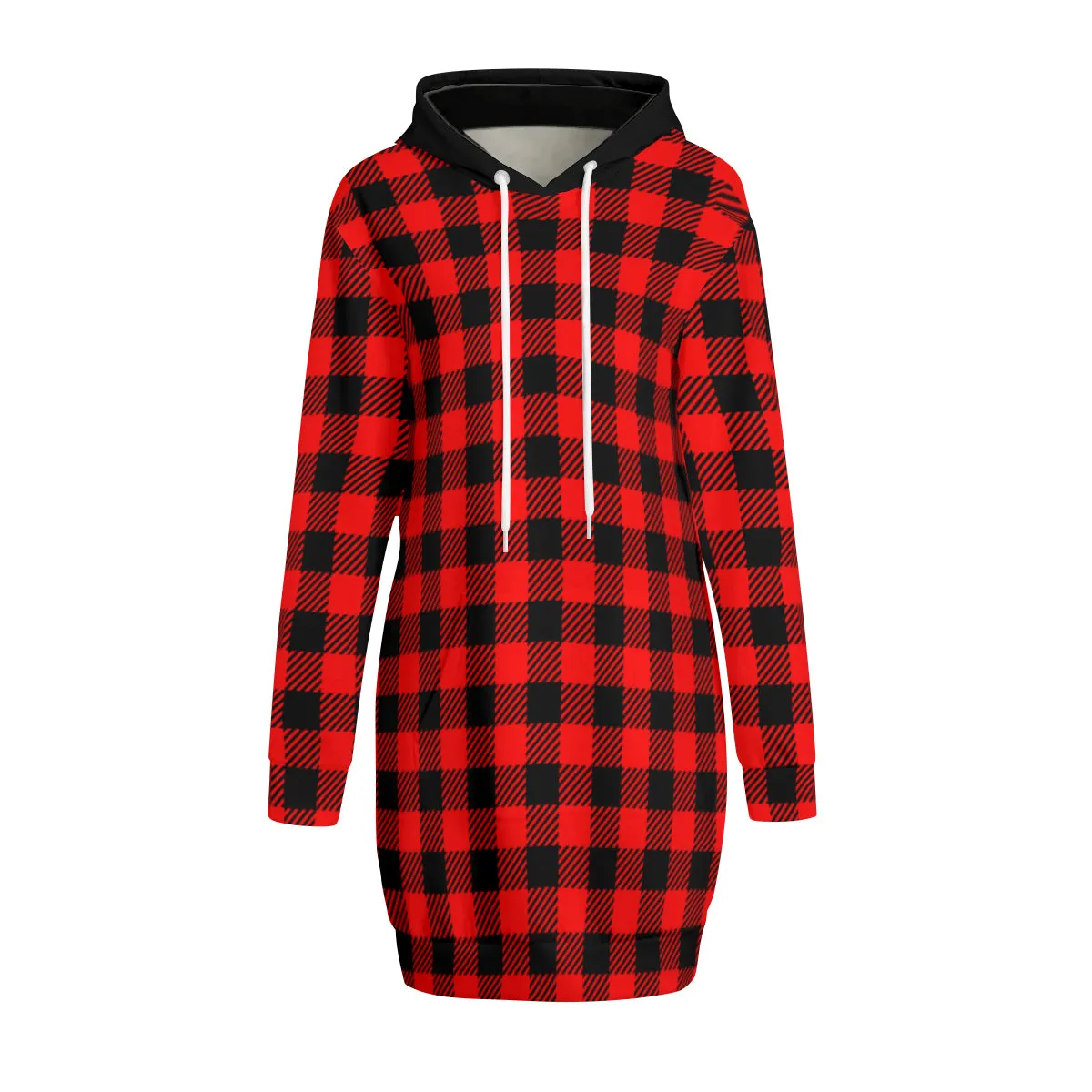 Black & Red Checkered Sweatshirt Dress