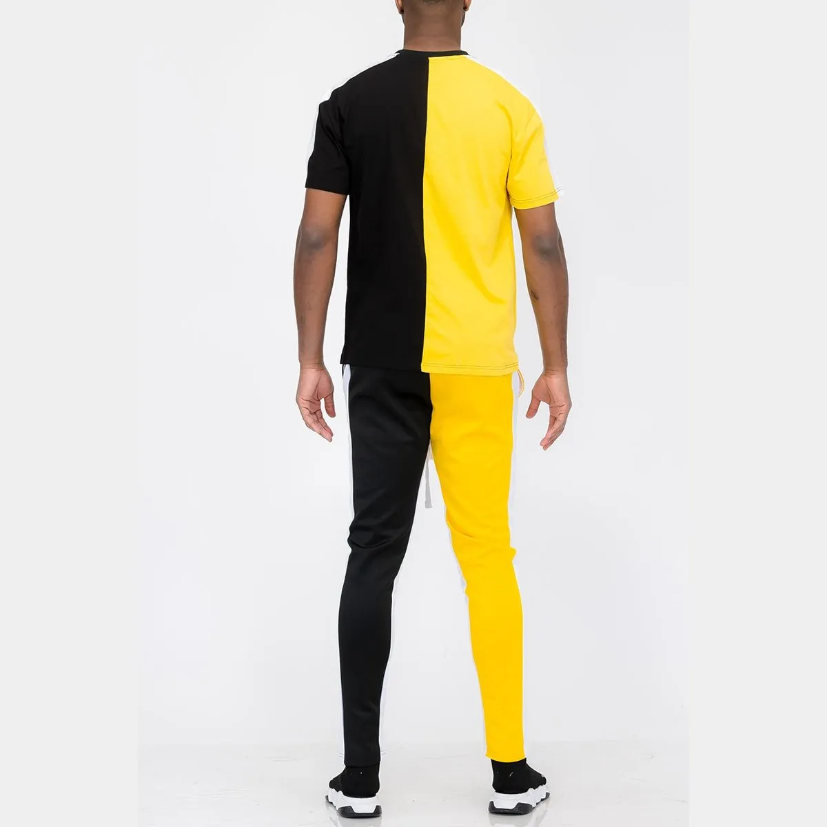 Black & Yellow Two-Way Split T-Shirt Set