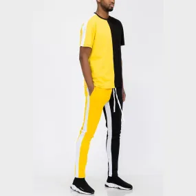 Black & Yellow Two-Way Split T-Shirt Set