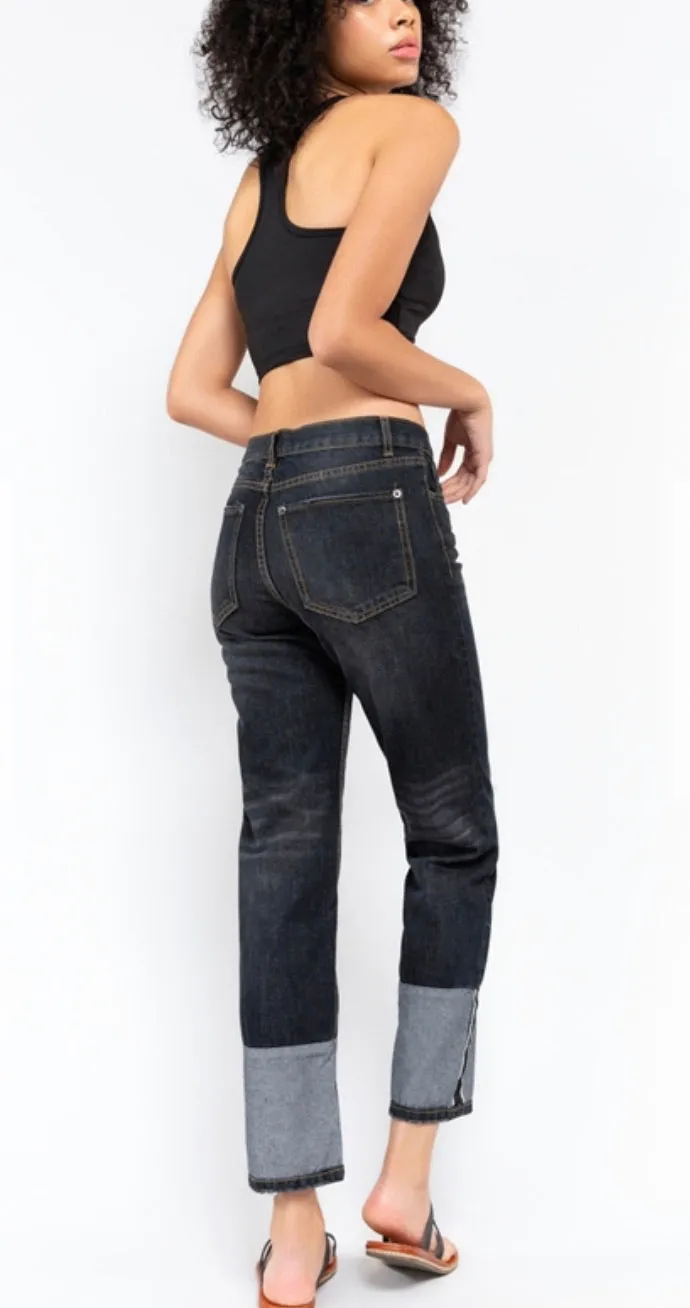 Black Denim Wide Cuff Jeans