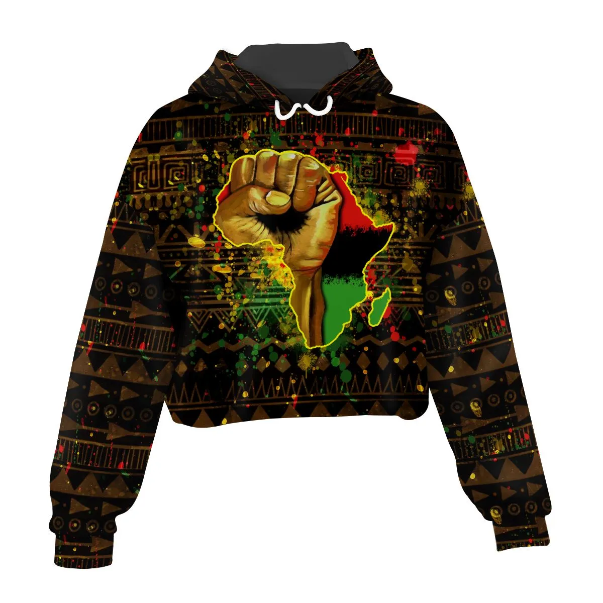 Black Power Cropped Hoodie