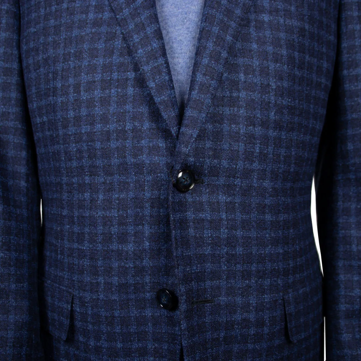 Blue Check Wool, Silk, & Cashmere Jacket