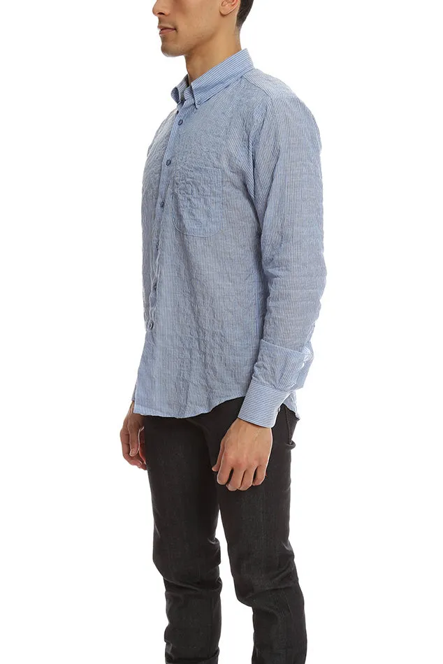 Blue Naked & Famous Regular Shirt Lightweight Pencil Stripes