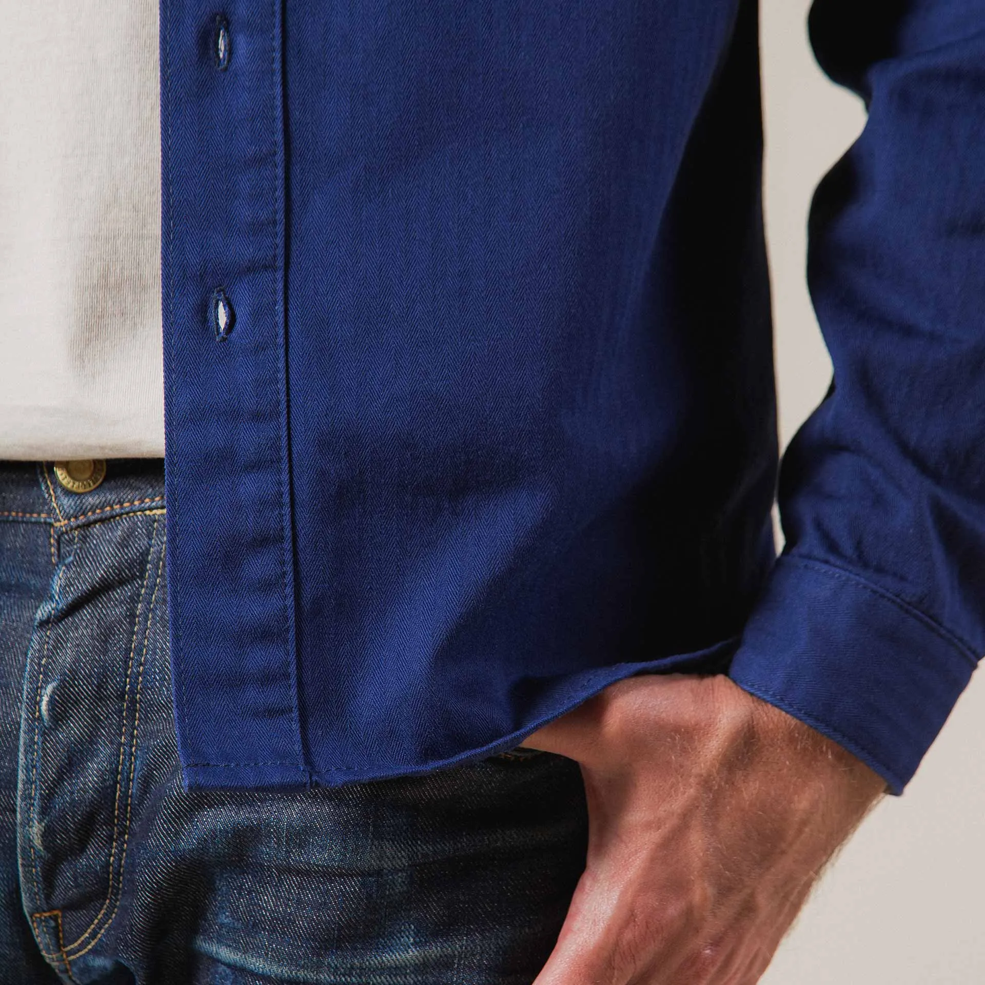 BWS-02 UTILITY SHIRT 8 oz. worker blue herringbone