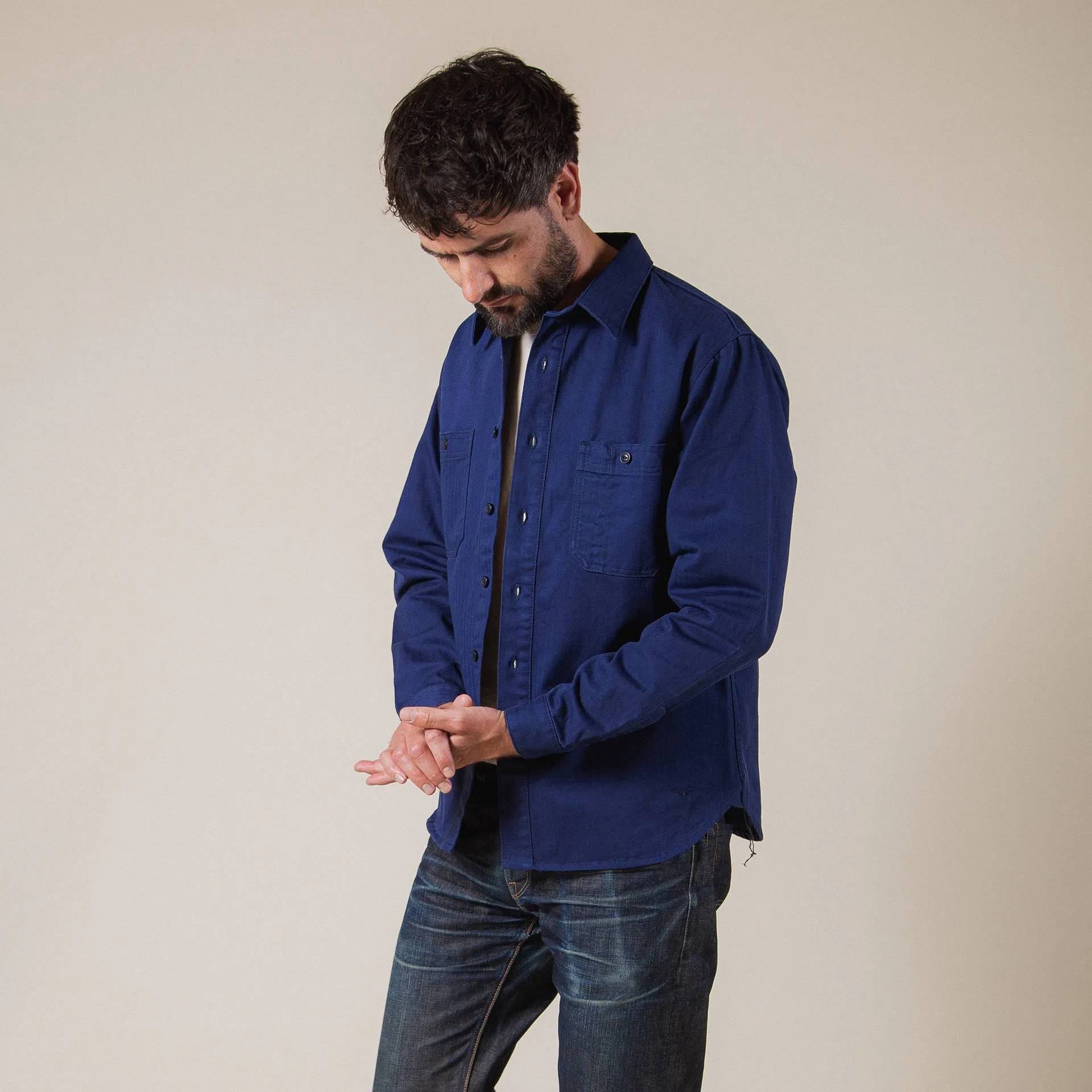 BWS-02 UTILITY SHIRT 8 oz. worker blue herringbone