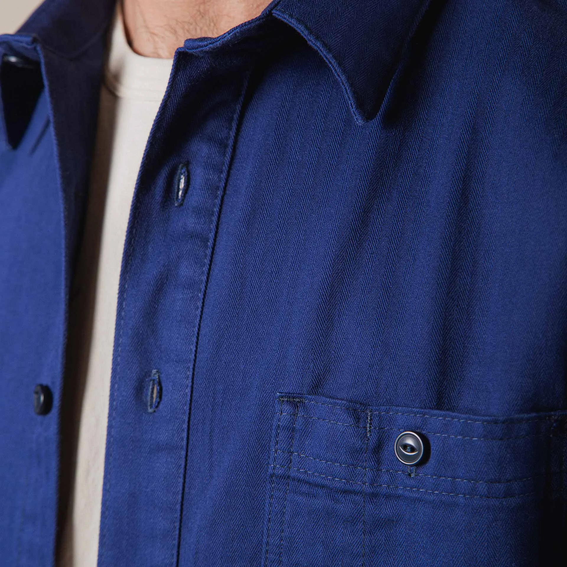 BWS-02 UTILITY SHIRT 8 oz. worker blue herringbone