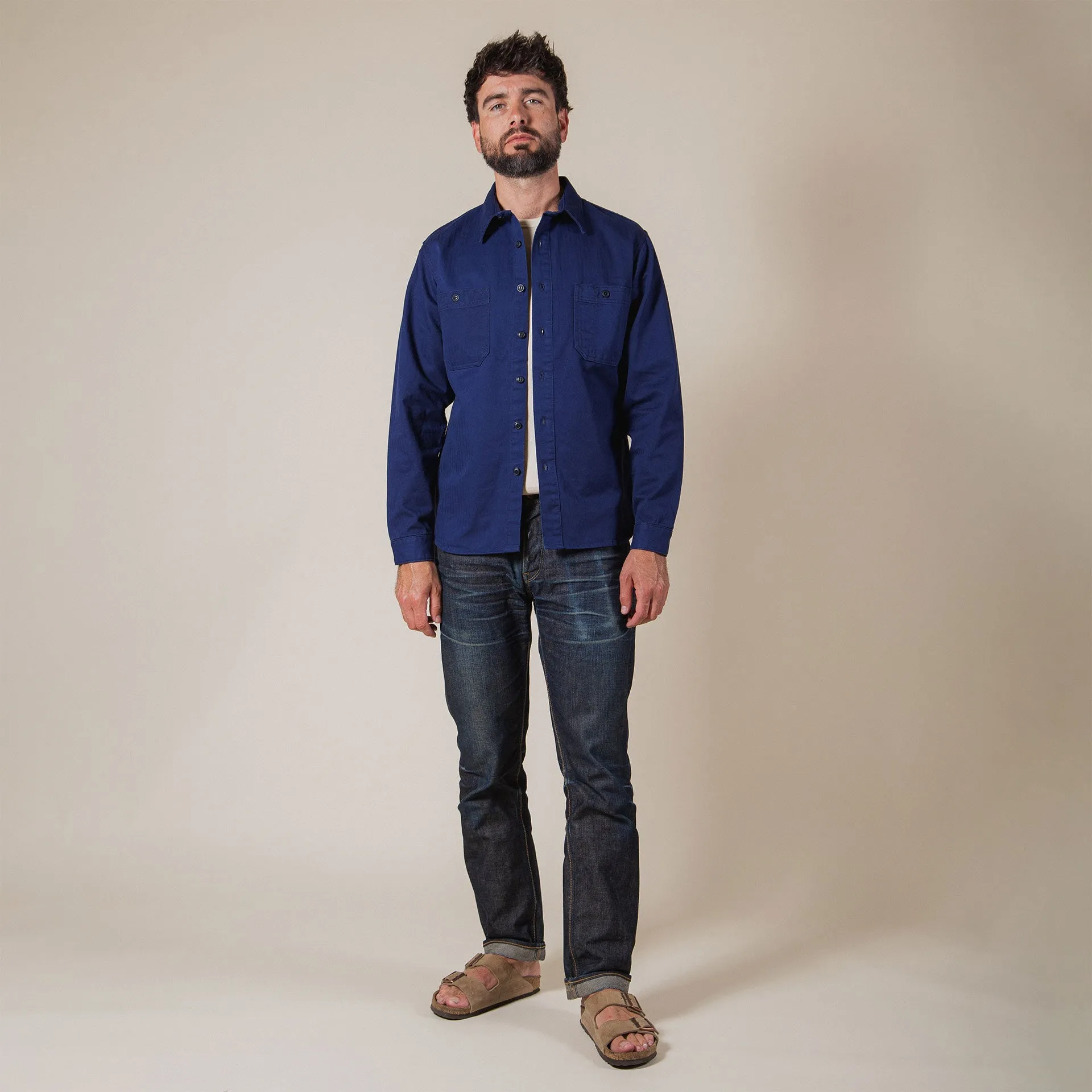 BWS-02 UTILITY SHIRT 8 oz. worker blue herringbone