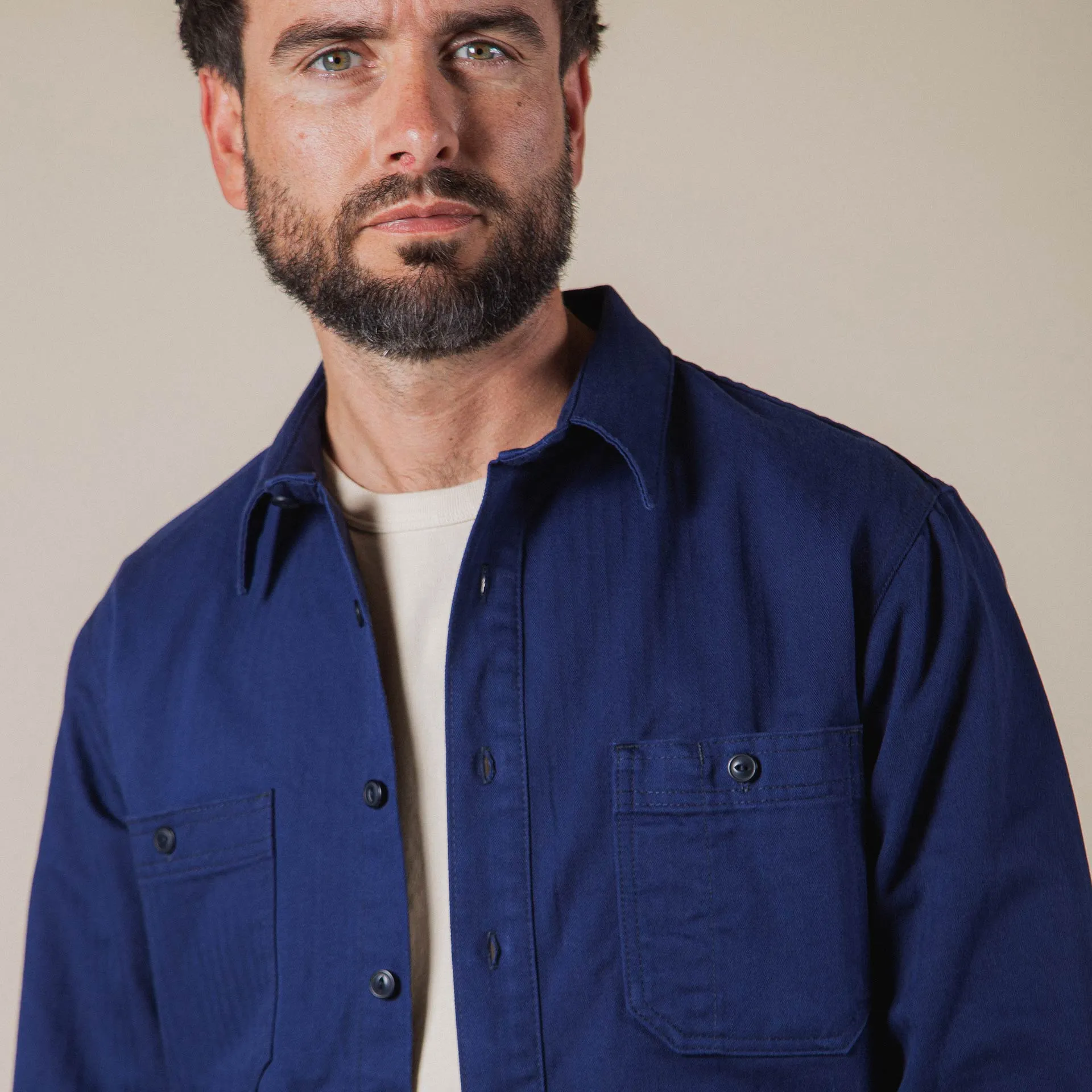 BWS-02 UTILITY SHIRT 8 oz. worker blue herringbone