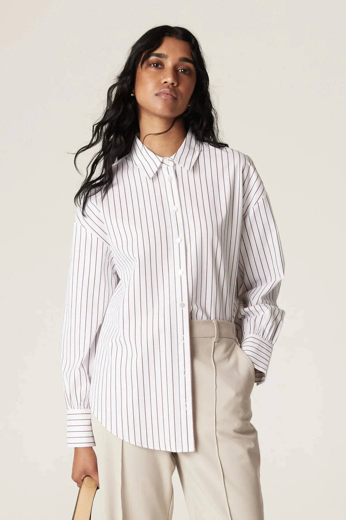 Cable Collins Shirt - Camel Stripe