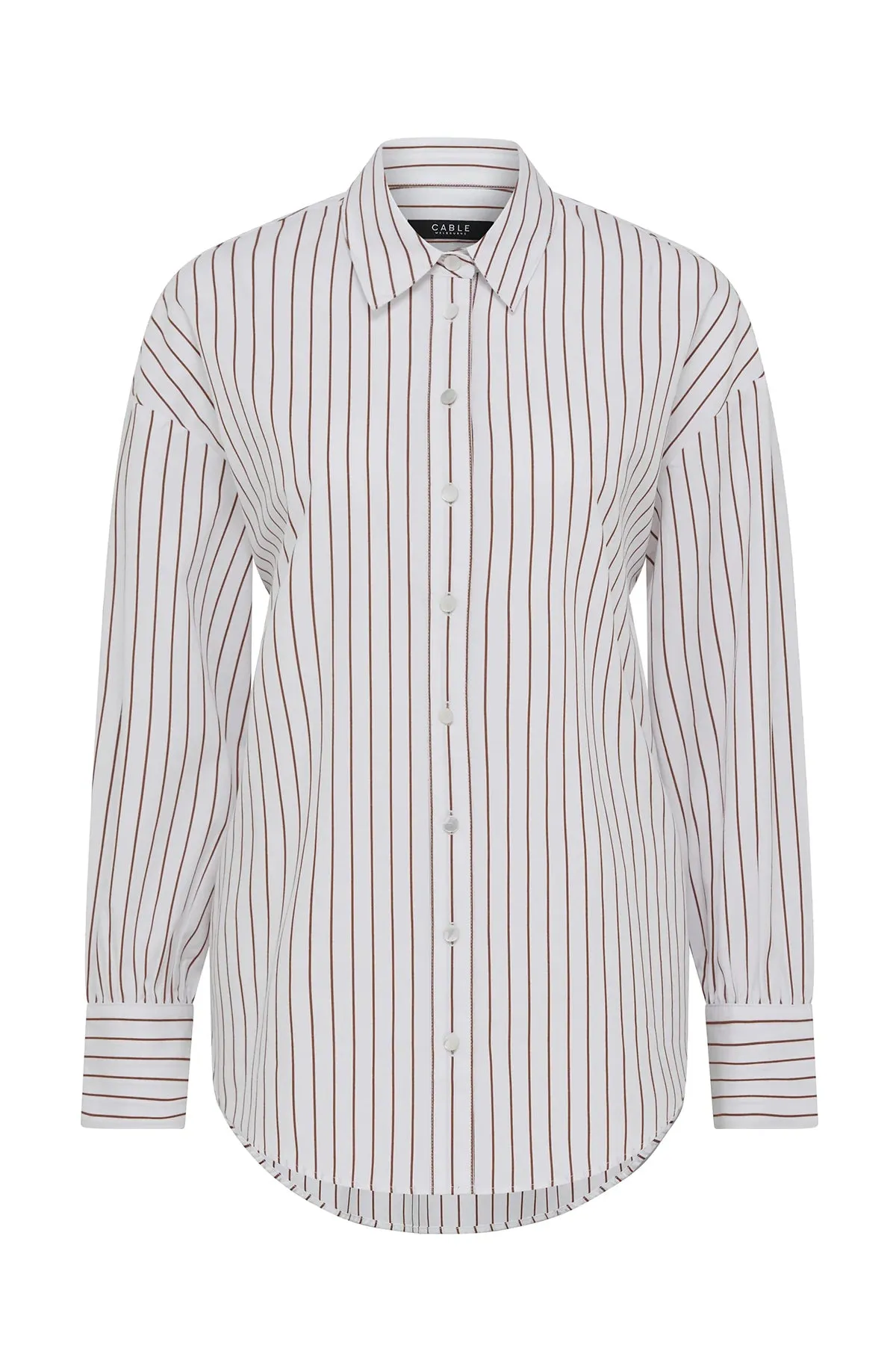 Cable Collins Shirt - Camel Stripe