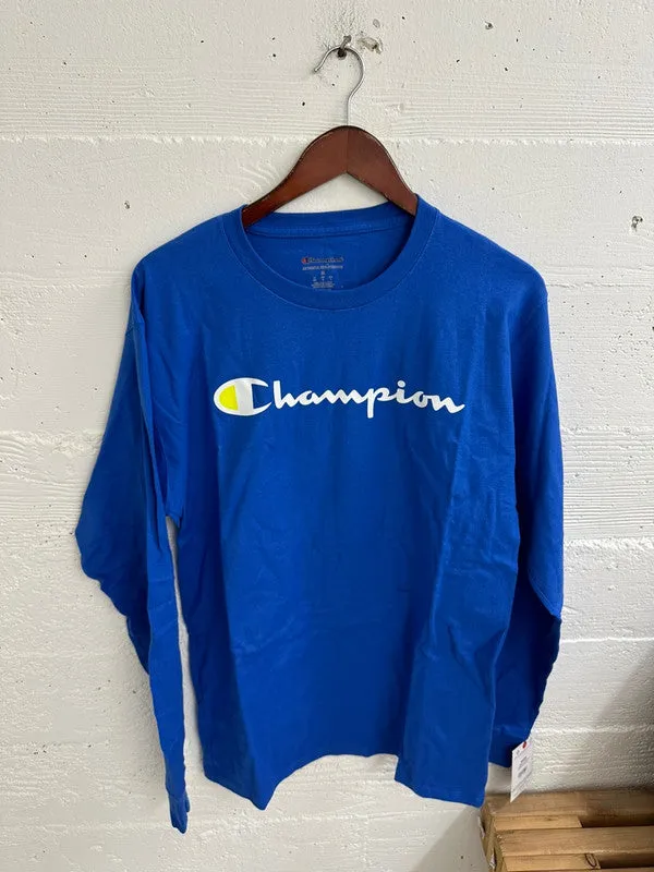 Champion Classic Graphic Long Sleeve Script Logo T-Shirt Bright Royal GT78H Y07718 R0I