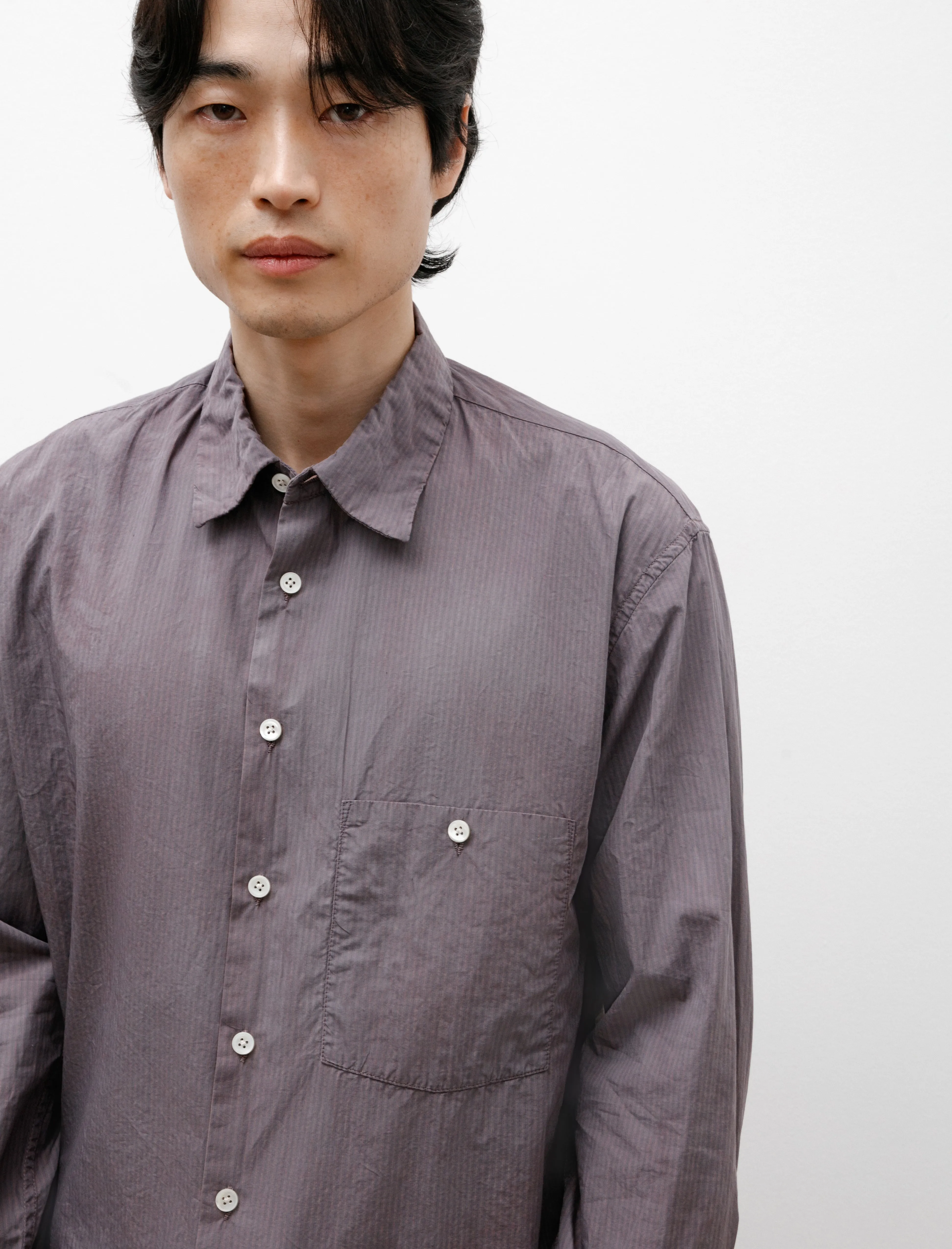 Classic Soft Shirt Italian Cotton Poplin Overdyed Anthracite