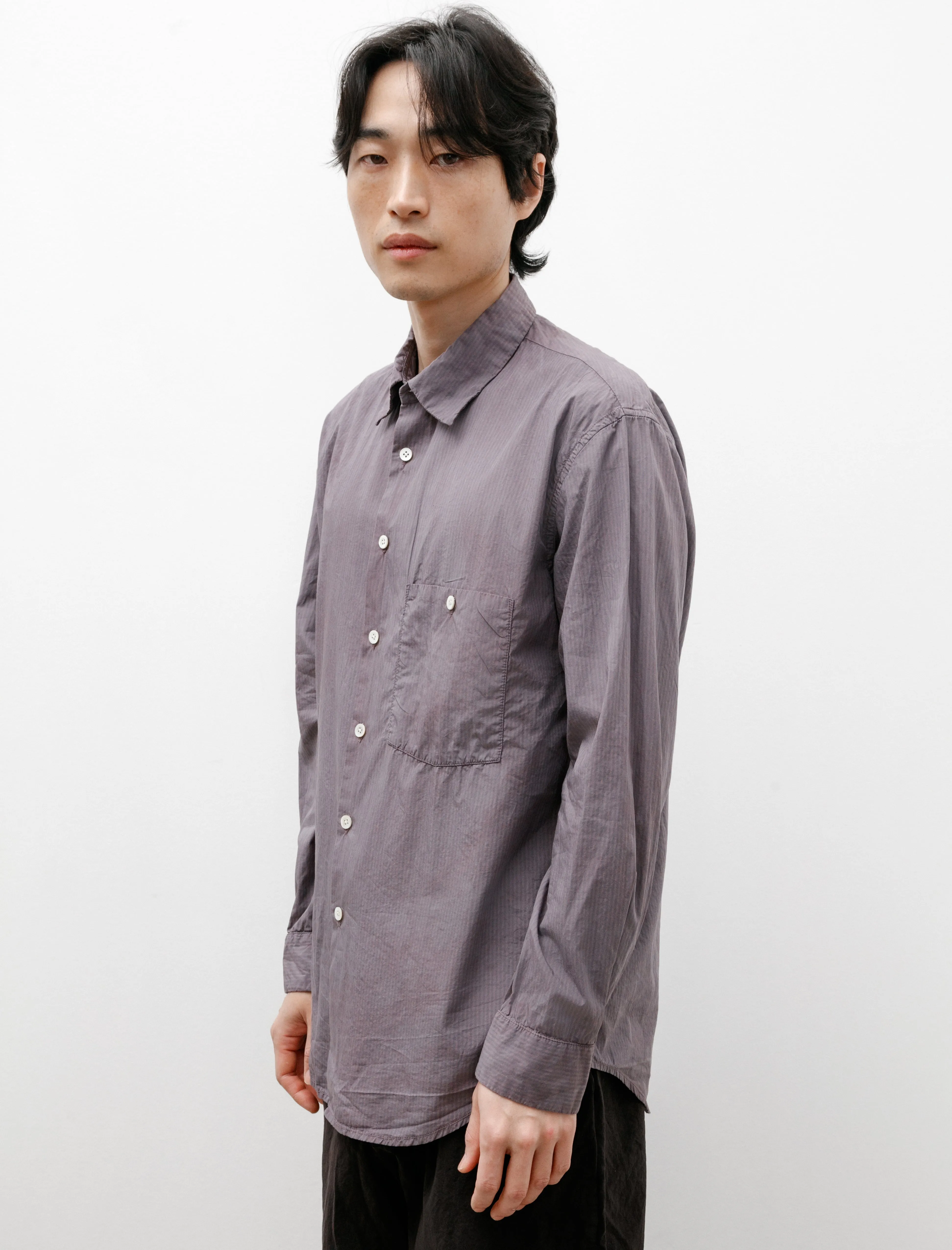 Classic Soft Shirt Italian Cotton Poplin Overdyed Anthracite