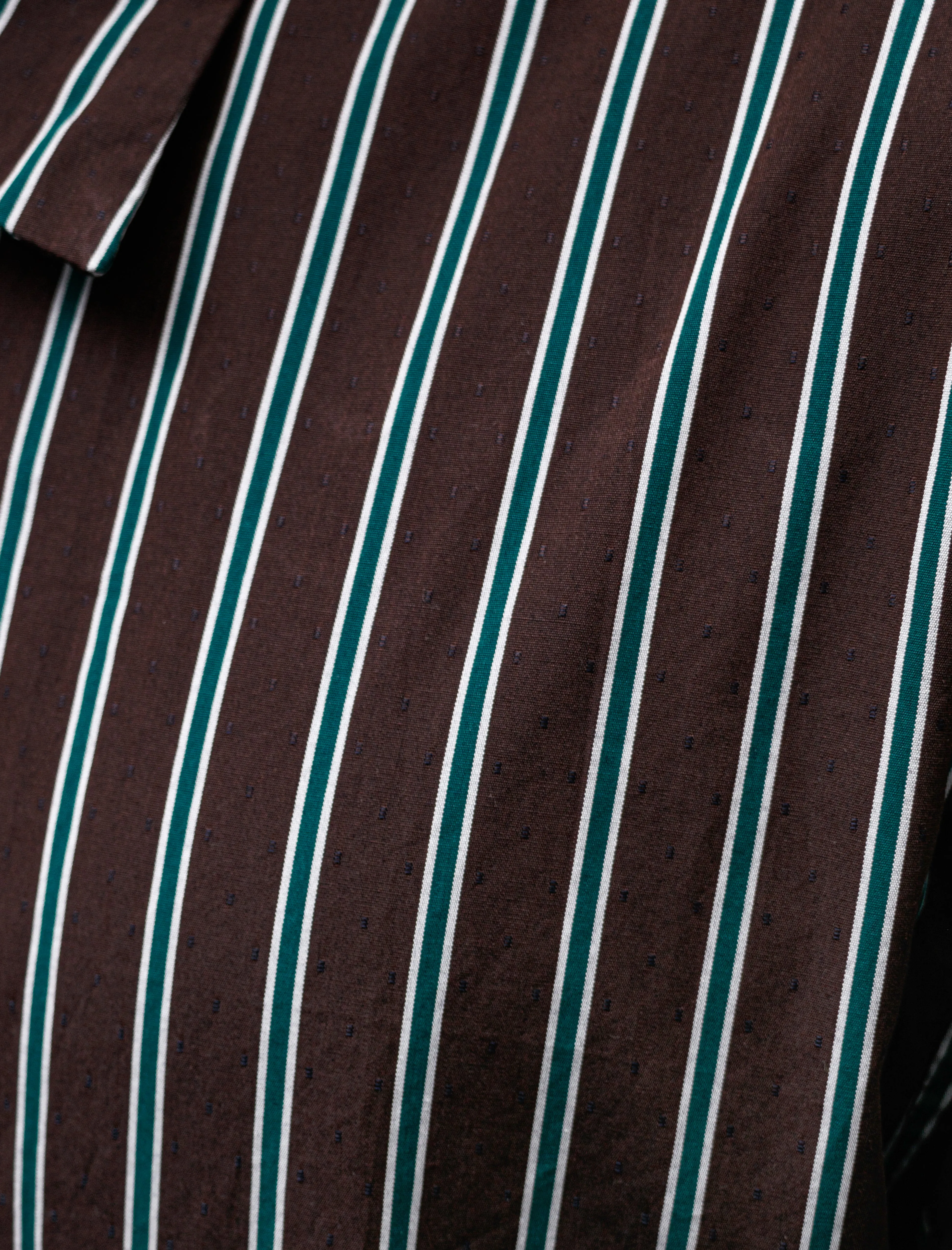 Classic Soft Shirt Italian Poplin Brown Green Stripe