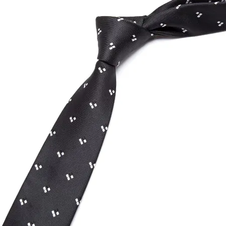 Classy Men Black Patterned Skinny Tie