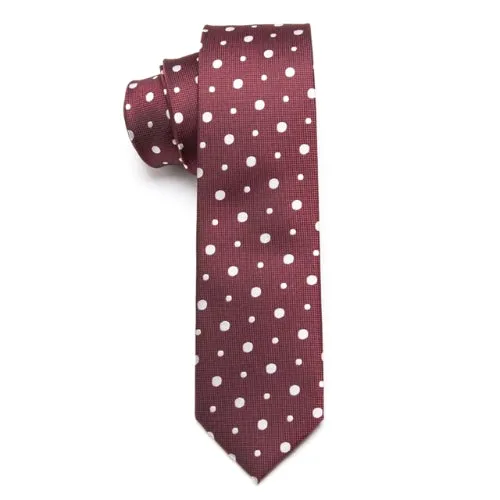 Classy Men Red Irregular Dot Skinny Tie