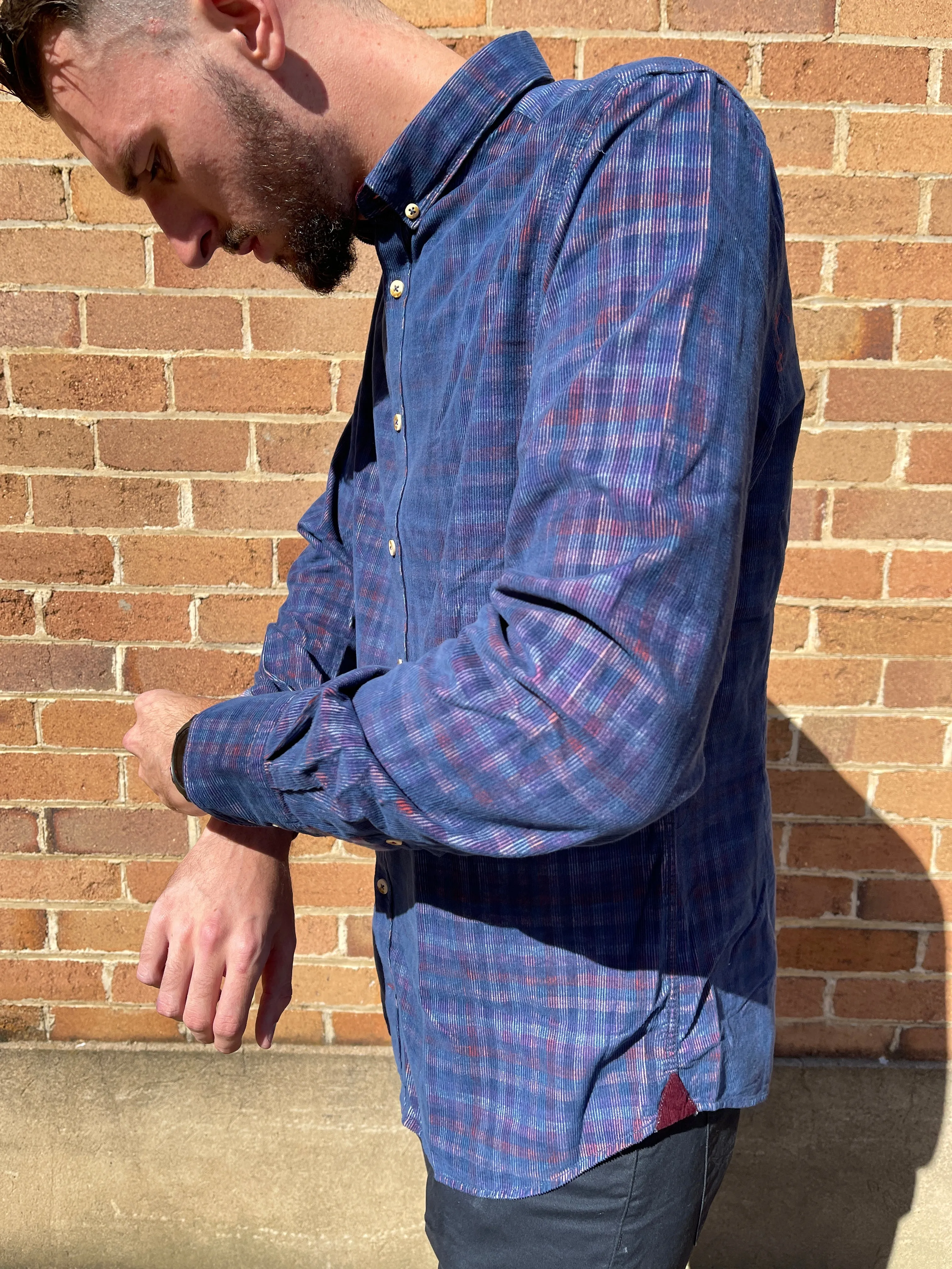 Corduroy Shirt - Blue, Maroon, White Check