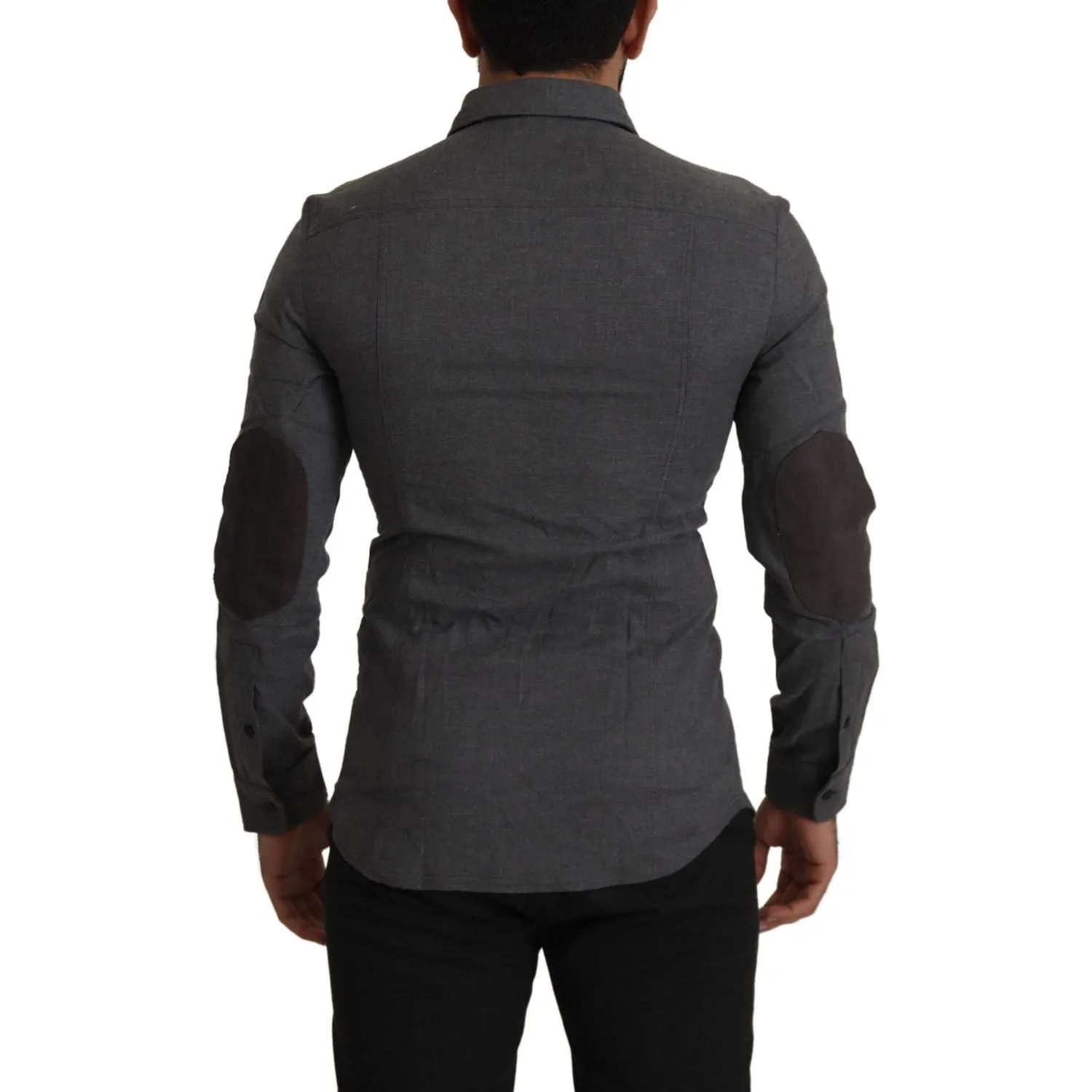 Costume National Sleek Gray Cotton Casual Button Front Shirt