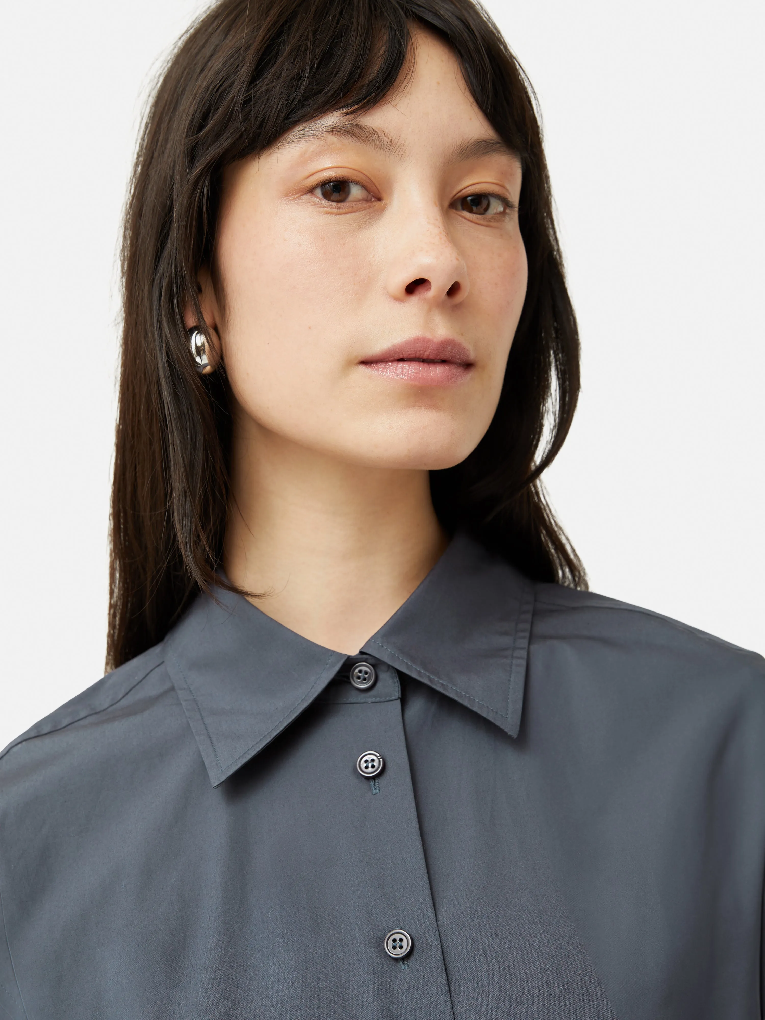 Cotton Poplin Shirt | Navy