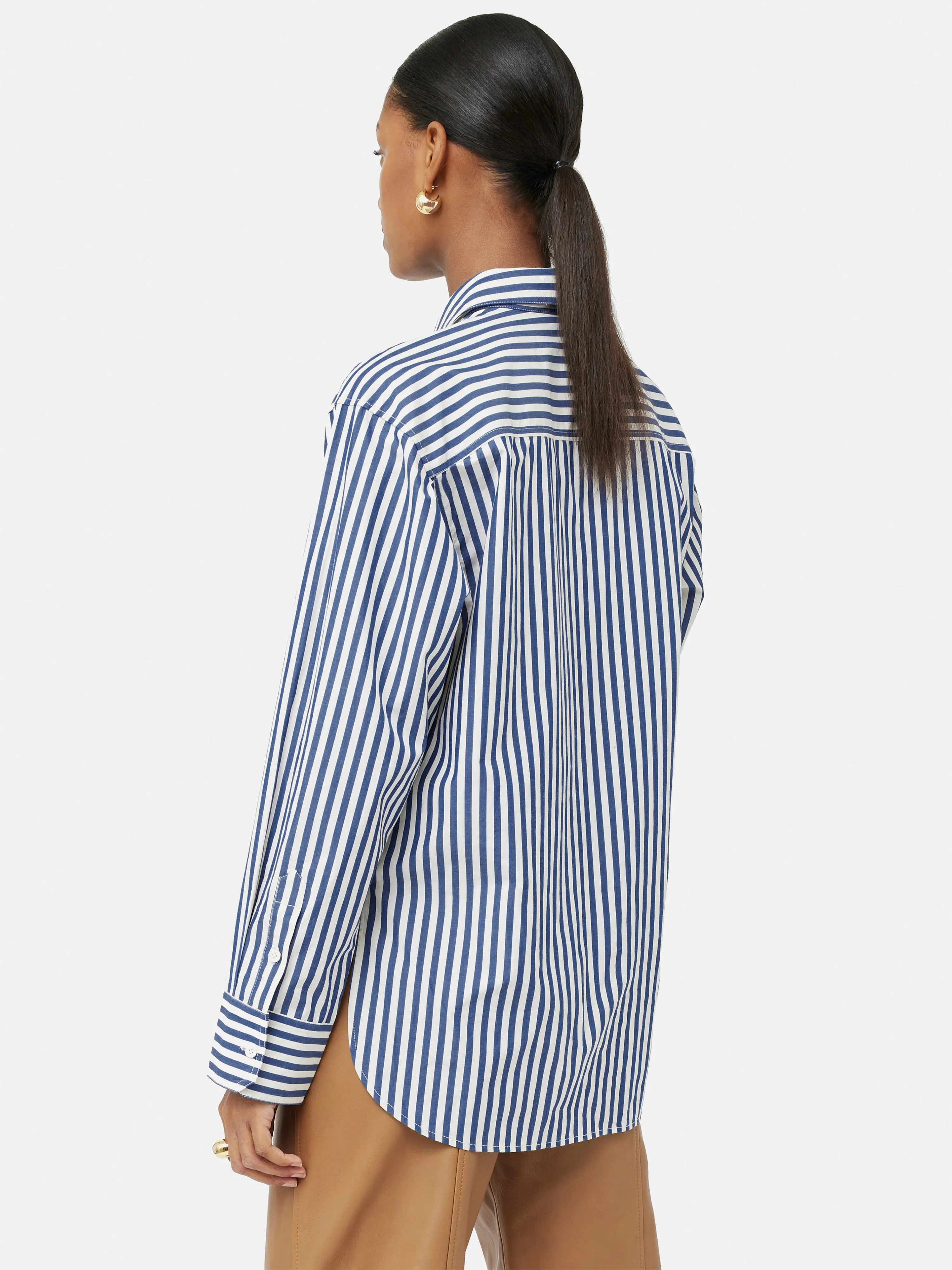 Cotton Poplin Stripe Shirt | Blue