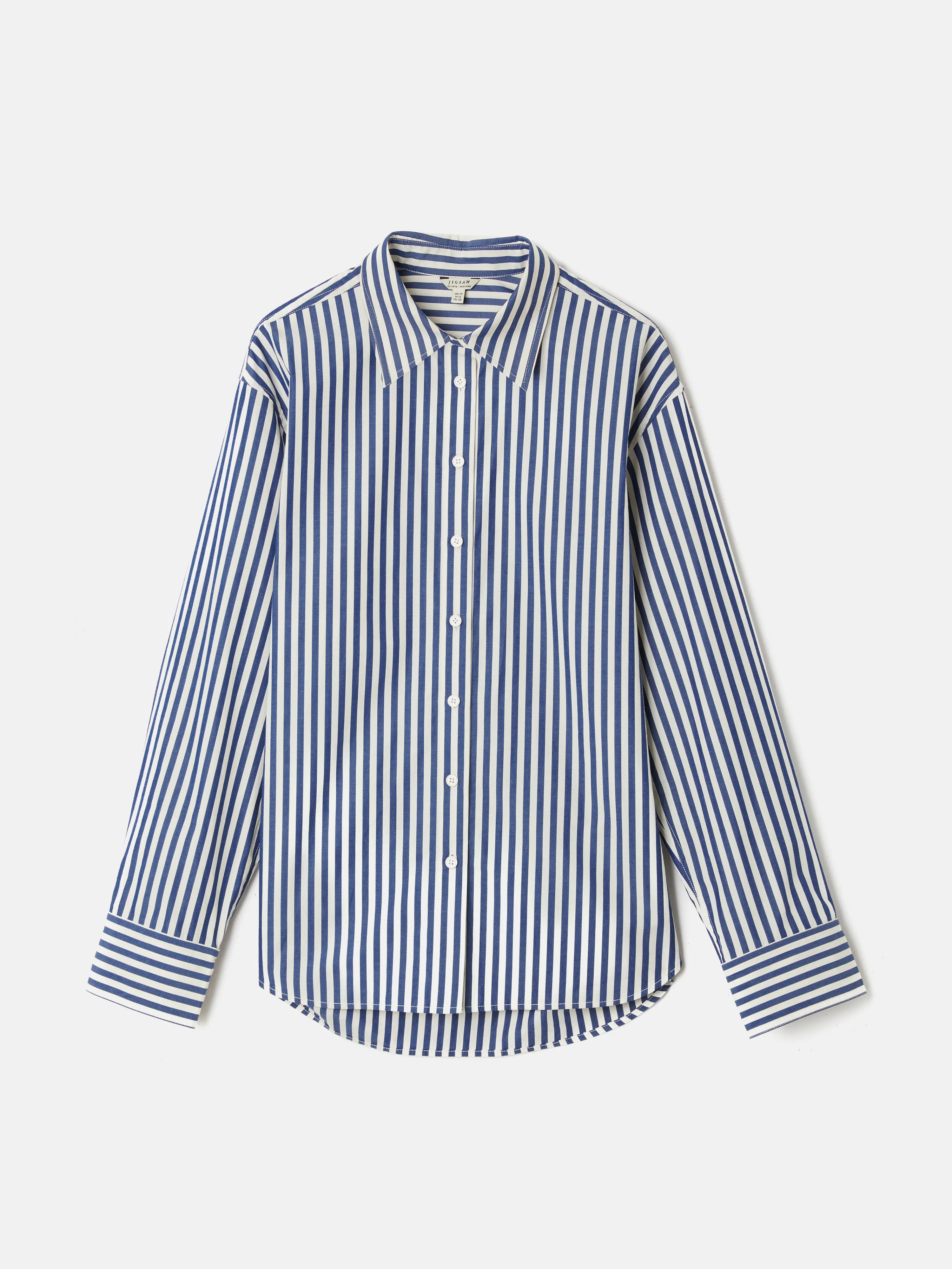 Cotton Poplin Stripe Shirt | Blue