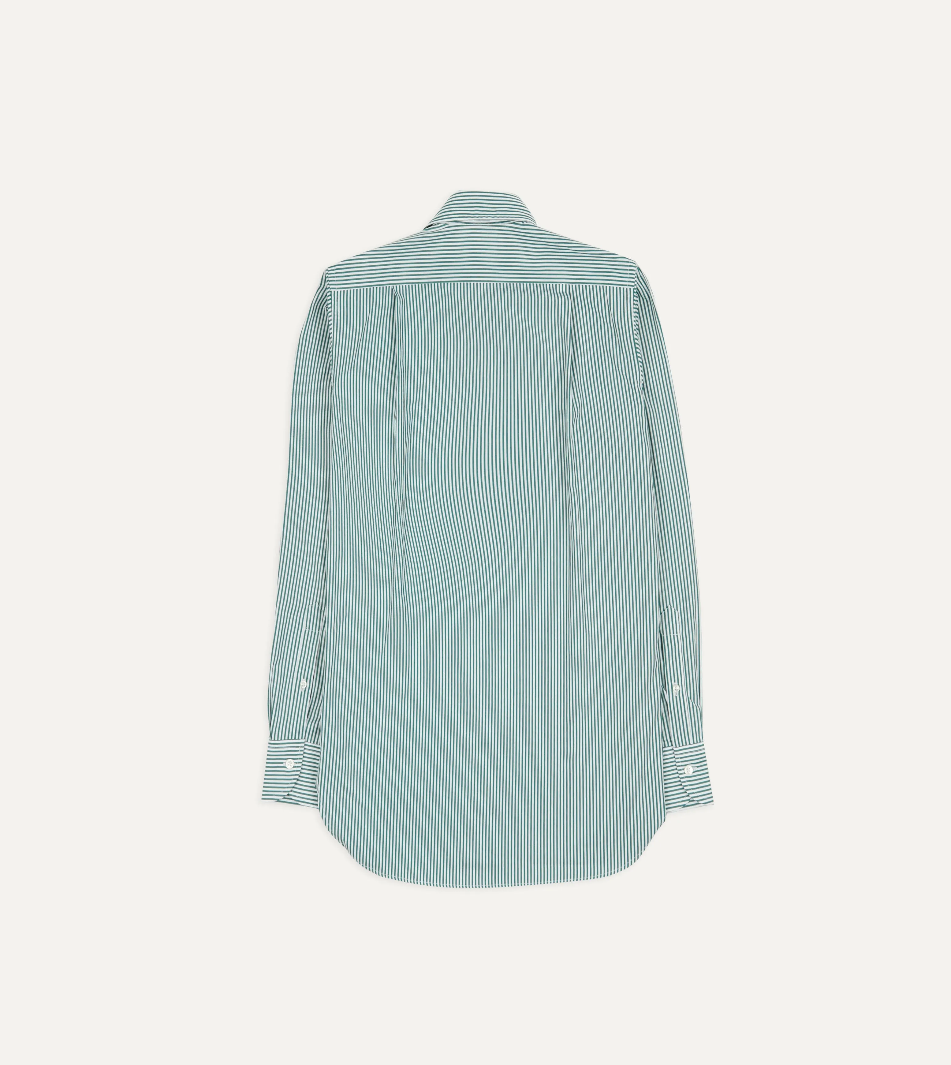 Dark Green Narrow Stripe Poplin Club Collar Shirt