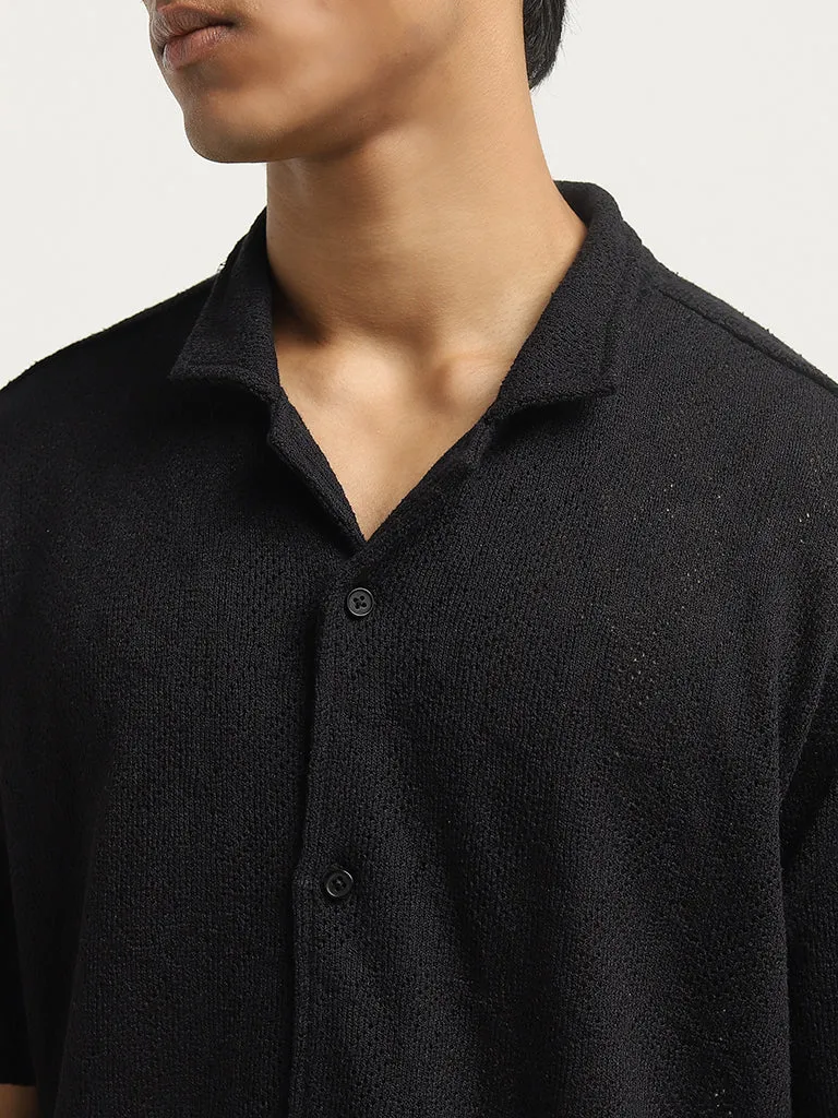 ETA Black Knitted Relaxed-Fit Shirt