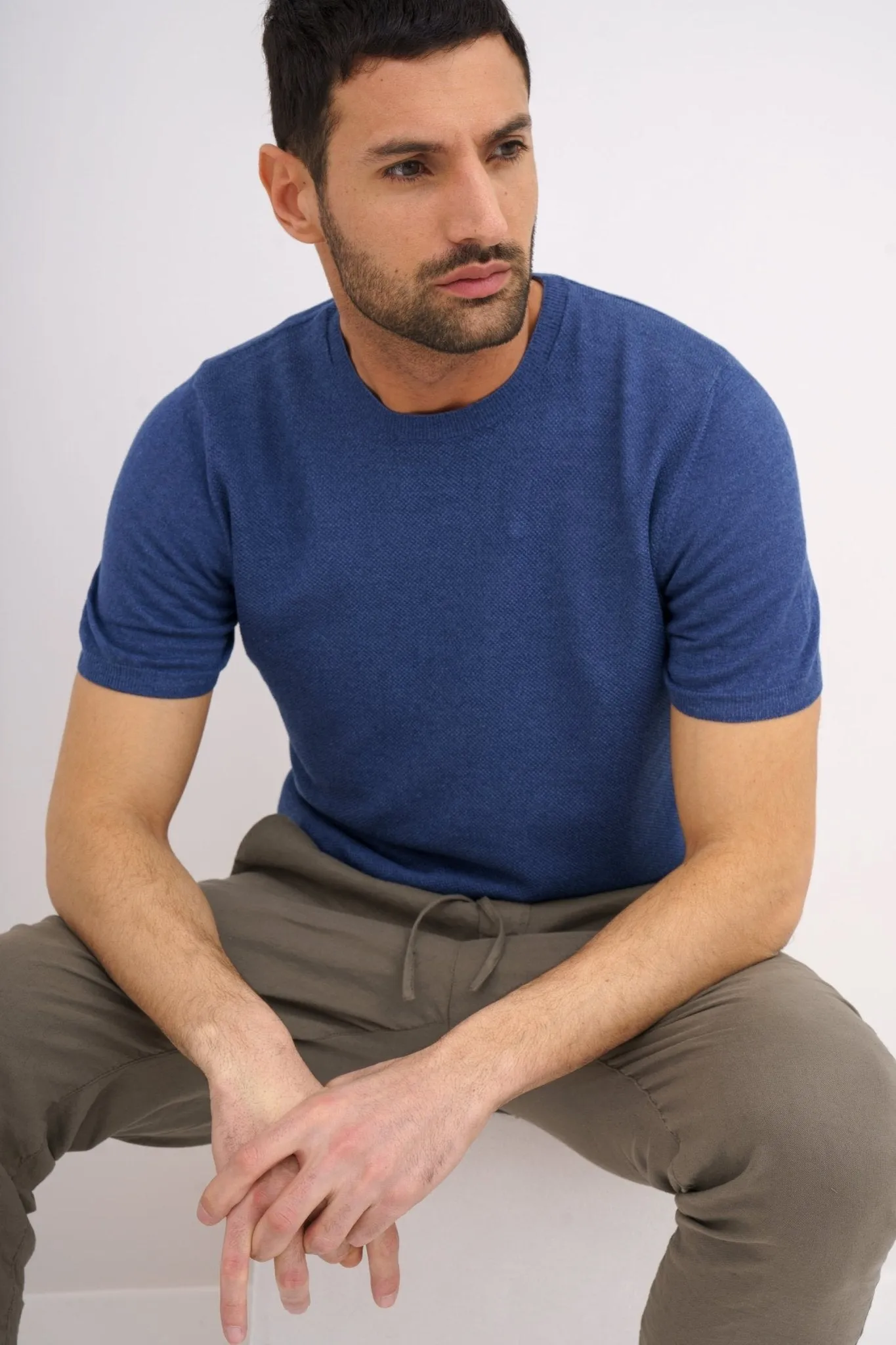 Ferrante Short Sleeve Plain T Shirt JEAN