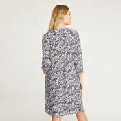 Floral Pintuck Crepe Dress