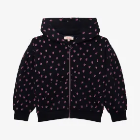 Girls' navy blue zip hoodie