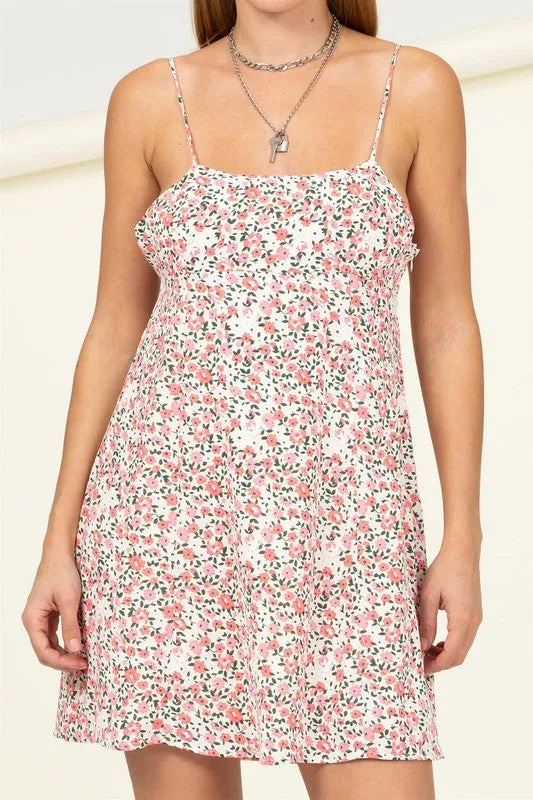 Gotta Find Me Floral Tie-Back Mini Dress