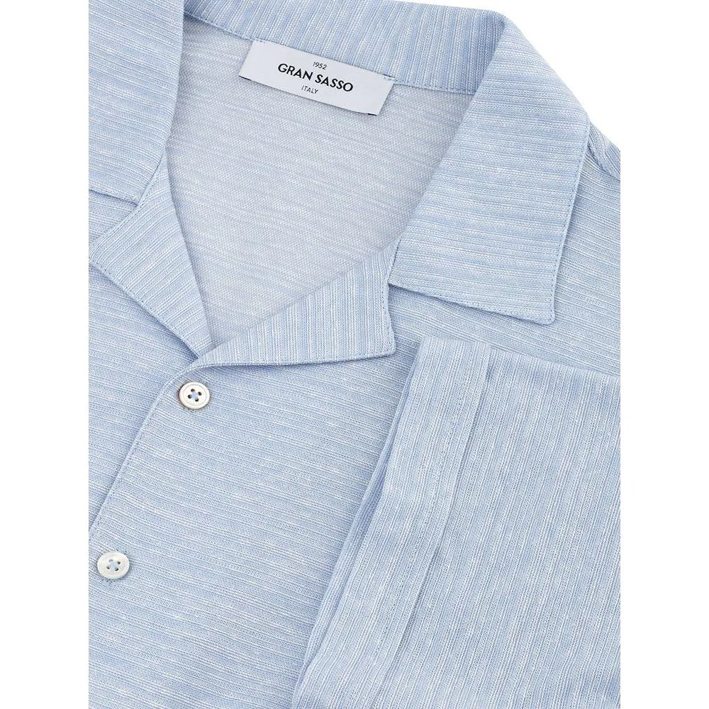 Gran Sasso Elegant Light Blue Linen-Cotton Men's Shirt