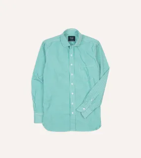 Green Narrow Stripe Poplin Club Collar Shirt