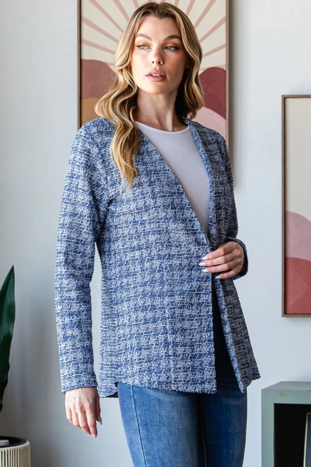 Heimish Houndstooth Tweed Open Front Blazer