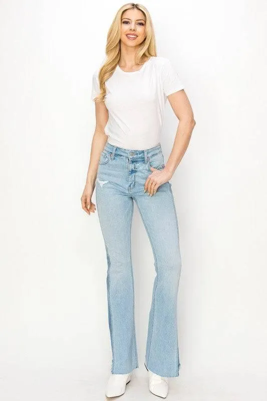 High rise boot cut jeans