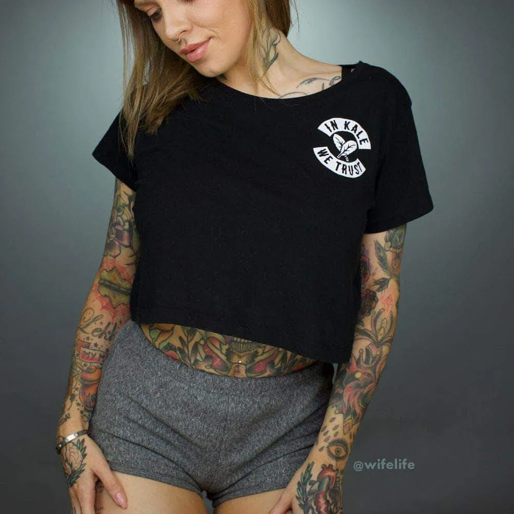 In Kale We Trust - Black Crop Top